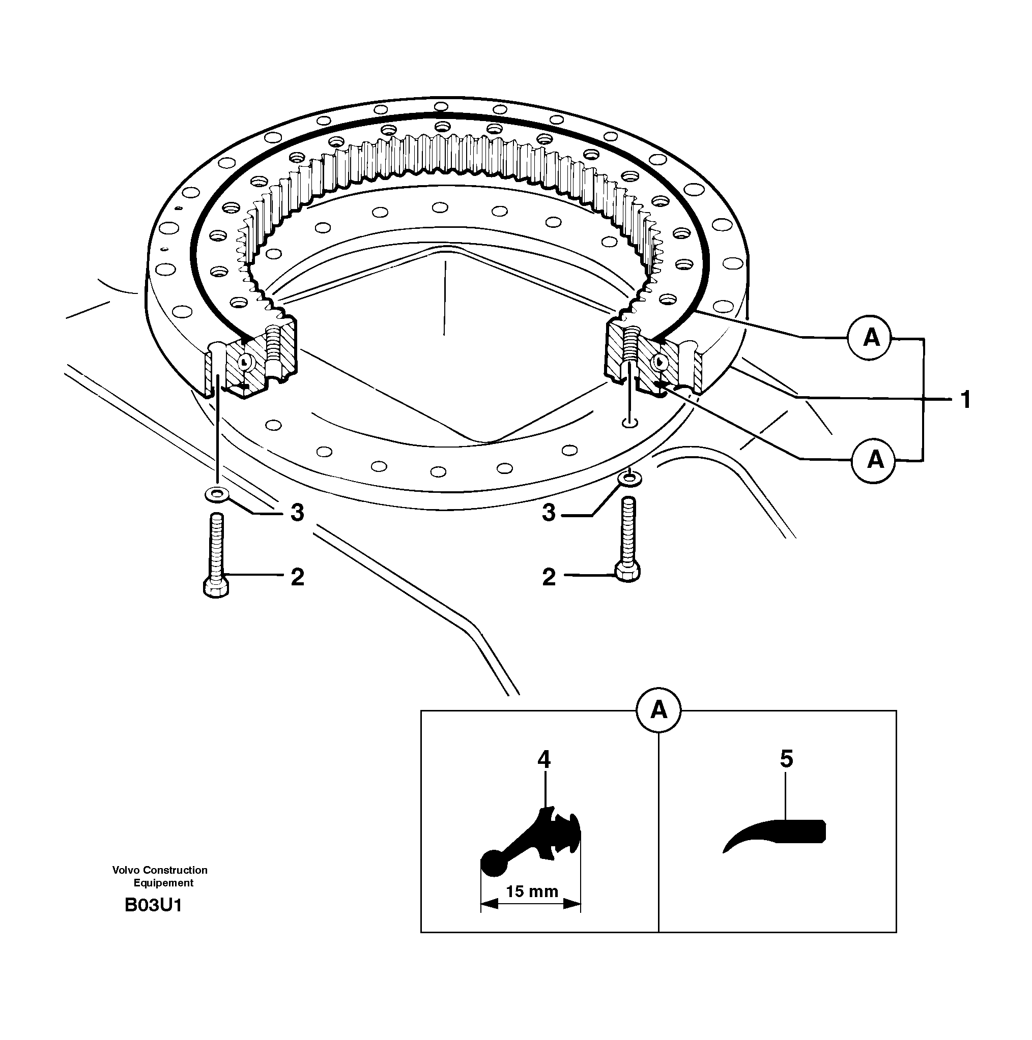 Схема запчастей Volvo EC70 - 1929 Slewing ring EC70 TYPE 233