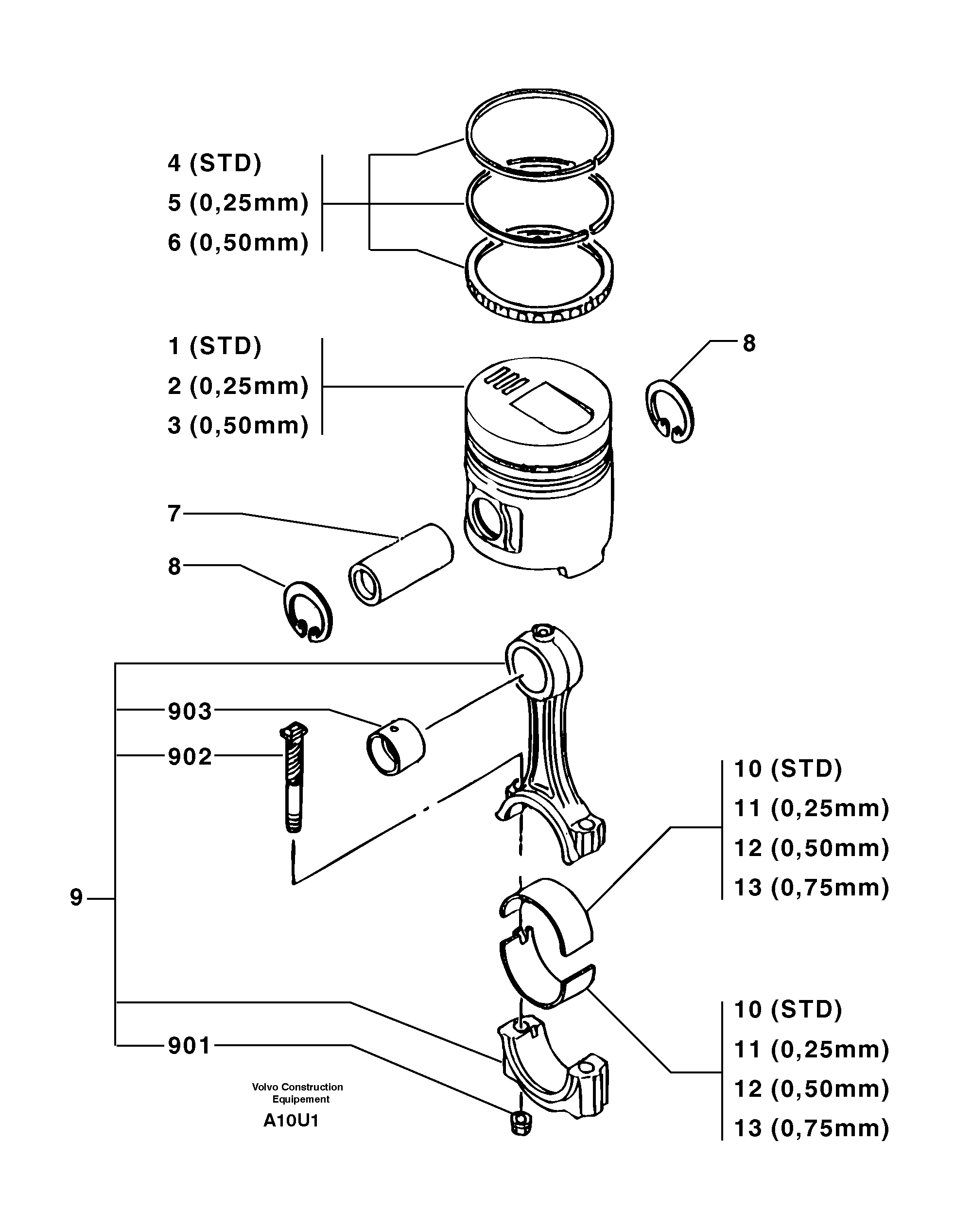 Схема запчастей Volvo EC70 - 2748 Pistons / connecting rods EC70VV TYPE 233