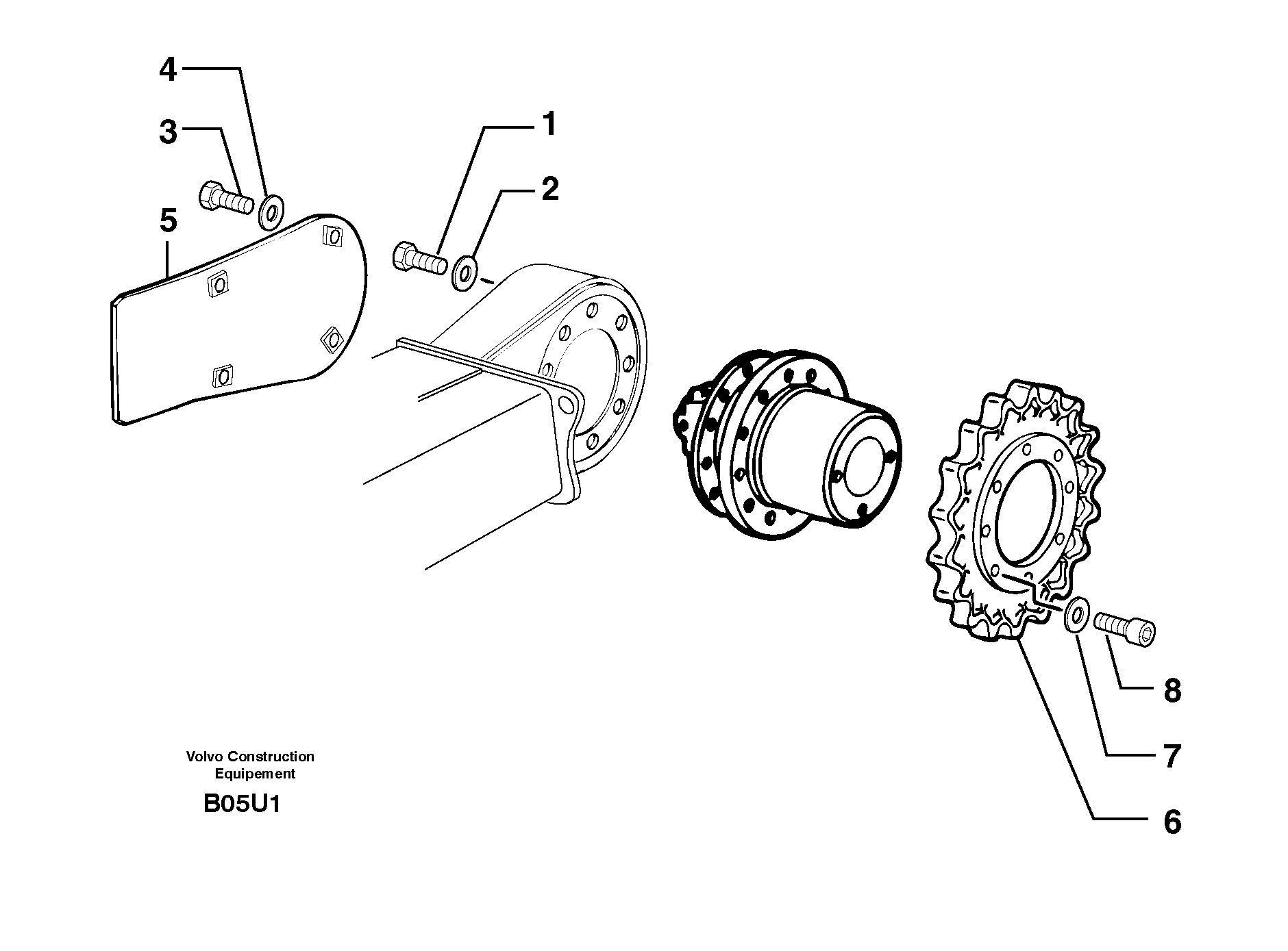 Схема запчастей Volvo EC70 - 1945 Travelling gear motor assy / sprocket EC70 TYPE 233