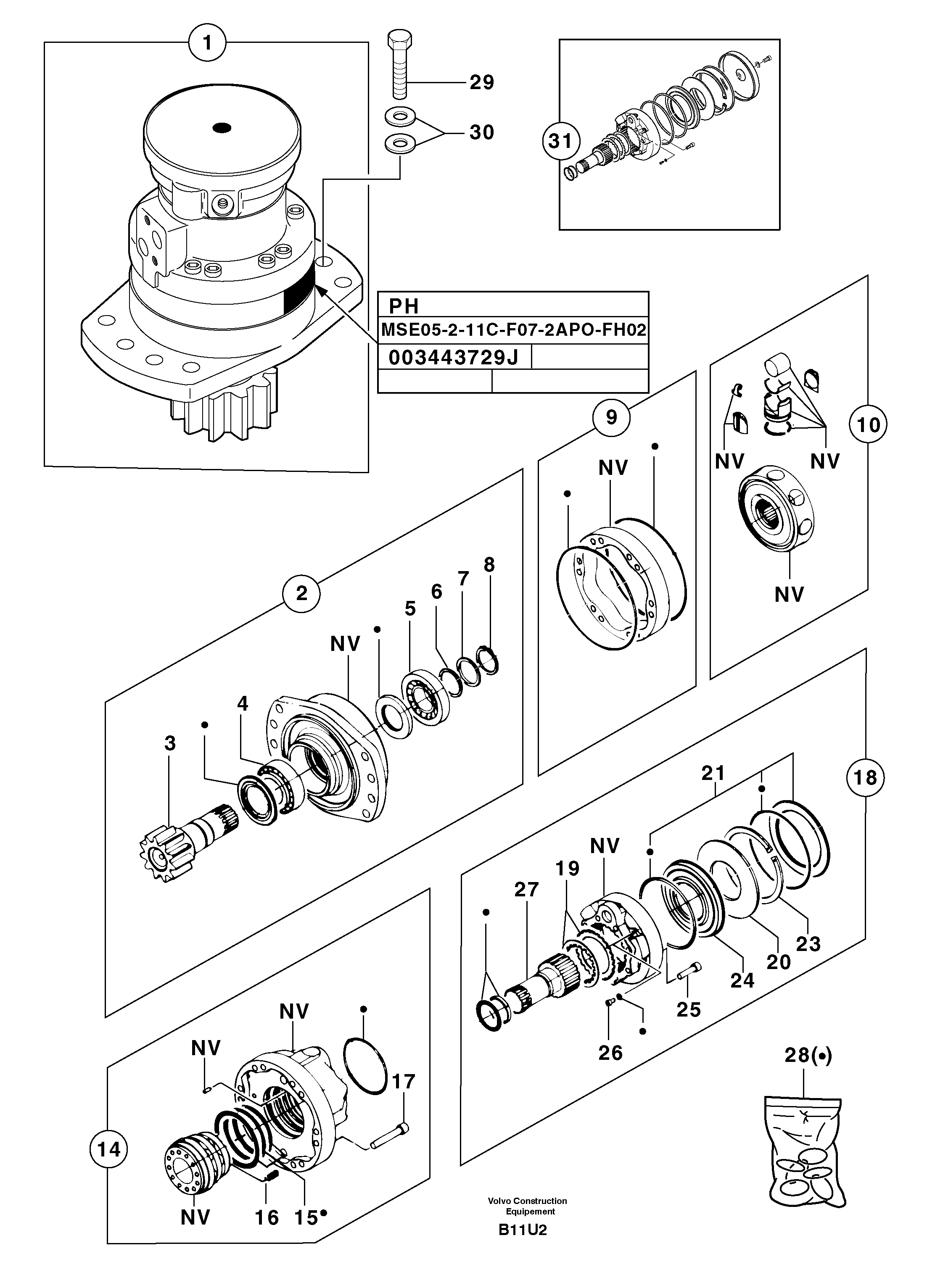 Схема запчастей Volvo EC70 - 52108 Slewing gear motor EC70VV TYPE 233