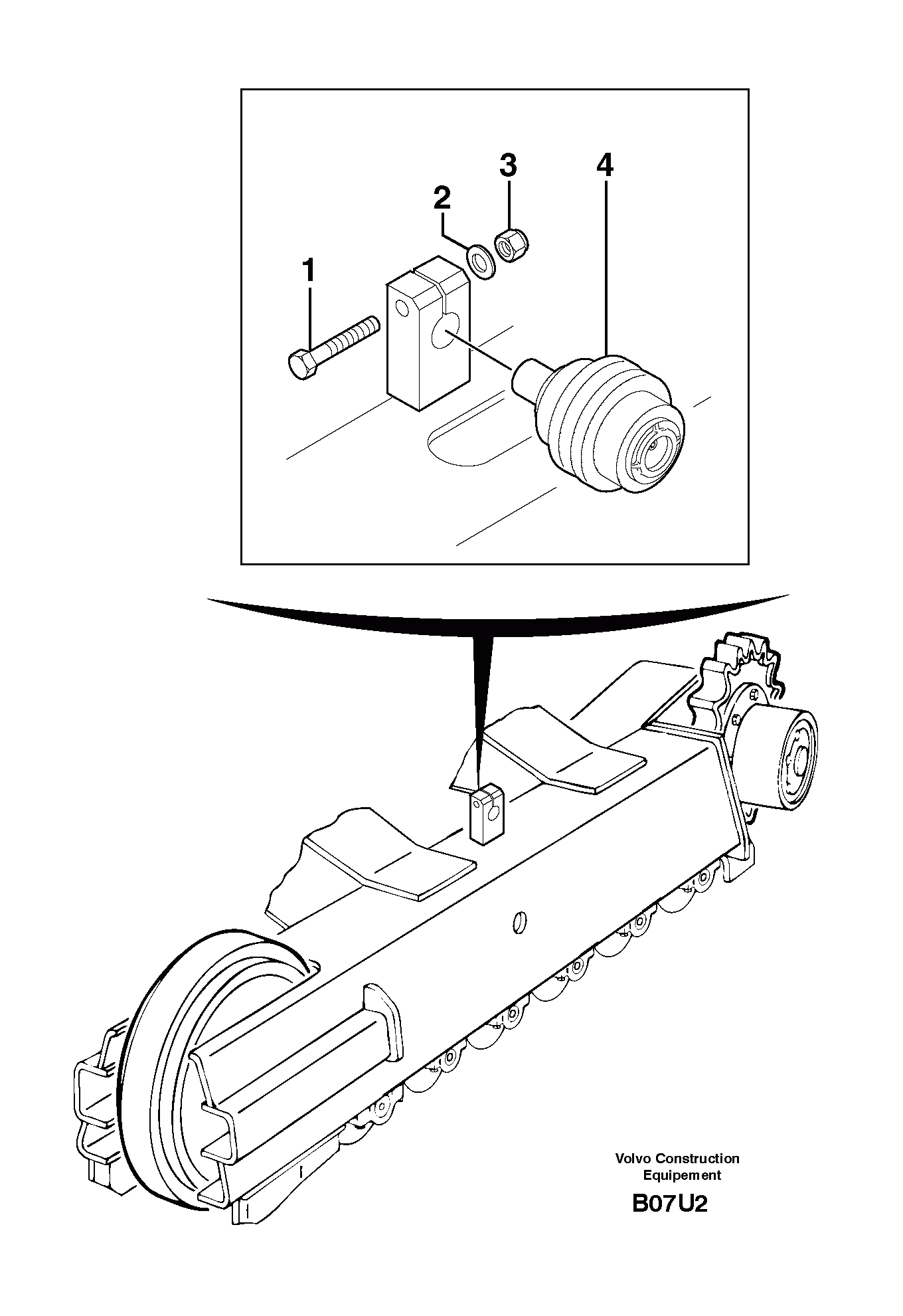 Схема запчастей Volvo EC70 - 3303 Track guide block EC70VV TYPE 233