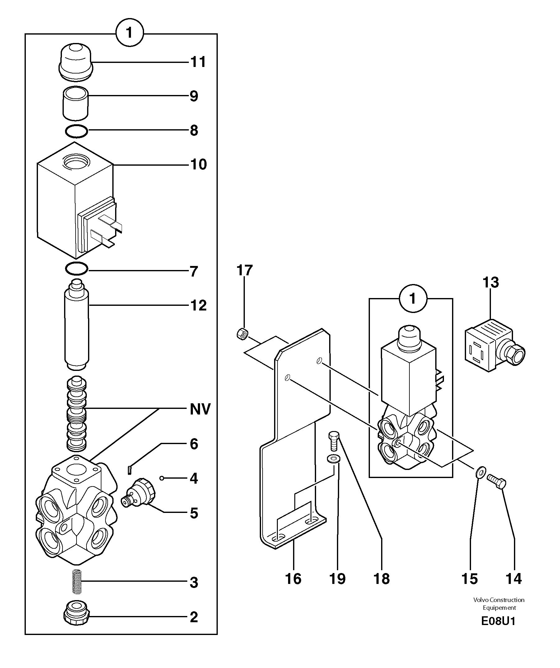 Схема запчастей Volvo EC70 - 1861 Slewing-offset selector switch EC70 TYPE 233