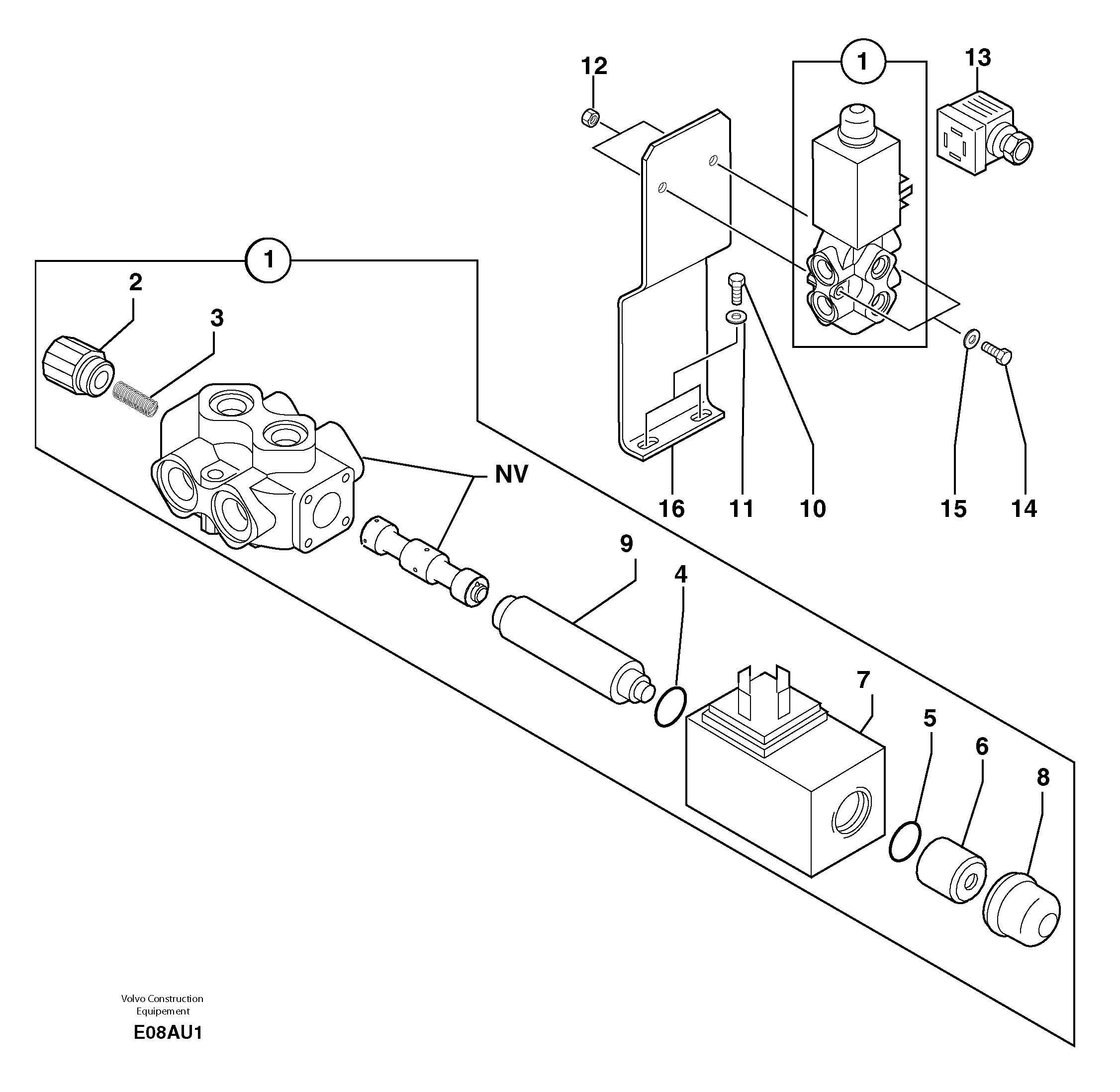 Схема запчастей Volvo EC70 - 1871 Slewing-offset selector switch ( for valve ) EC70 TYPE 233