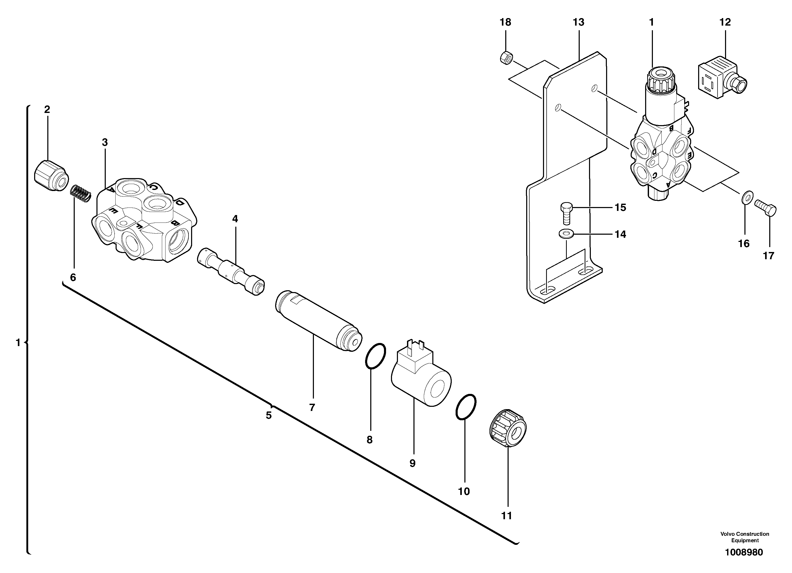 Схема запчастей Volvo EC70 - 1872 Slewing-offset selector switch ( for valve ) EC70 TYPE 233