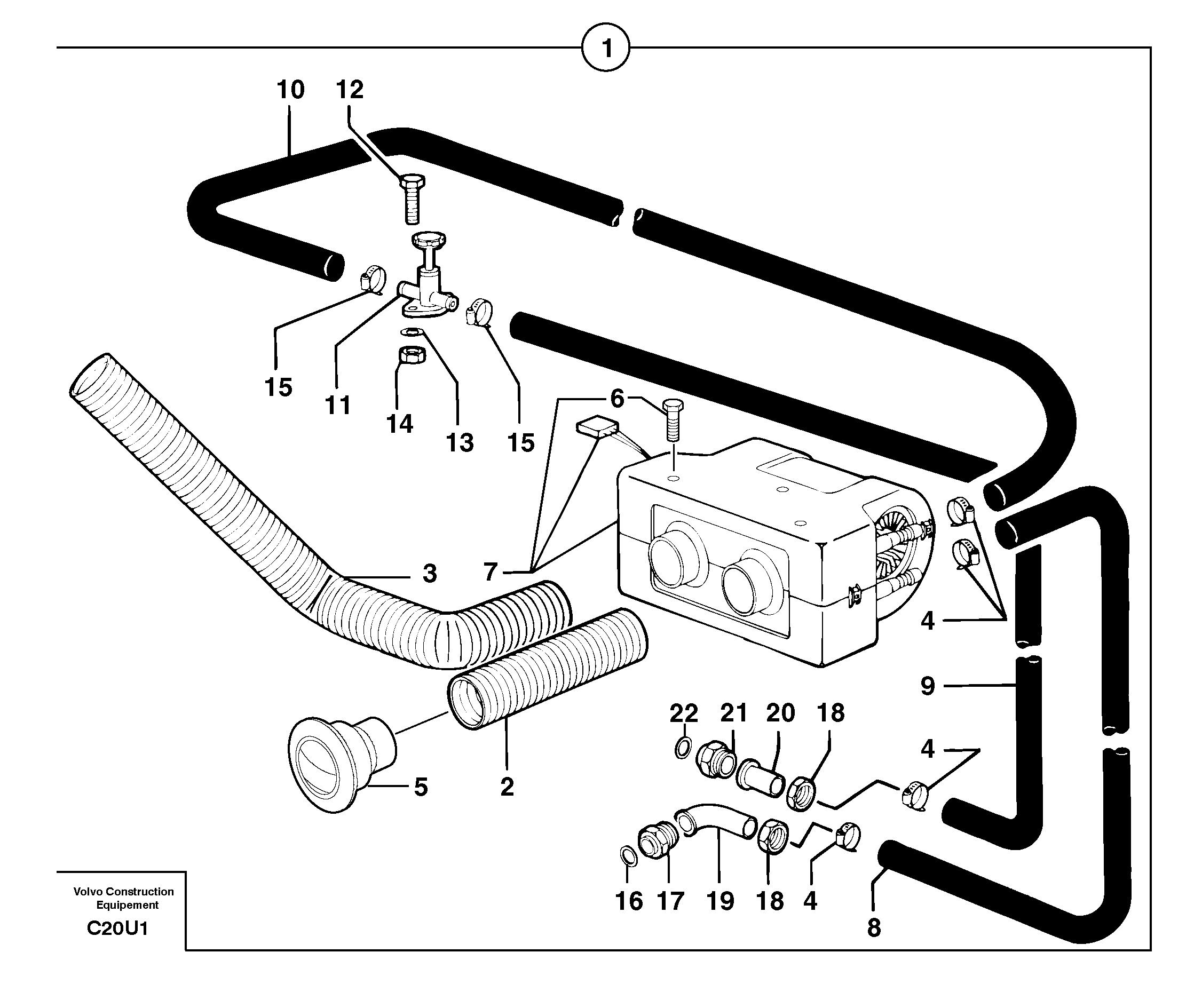 Схема запчастей Volvo EC70 - 105766 Cab heating EC70VV TYPE 233