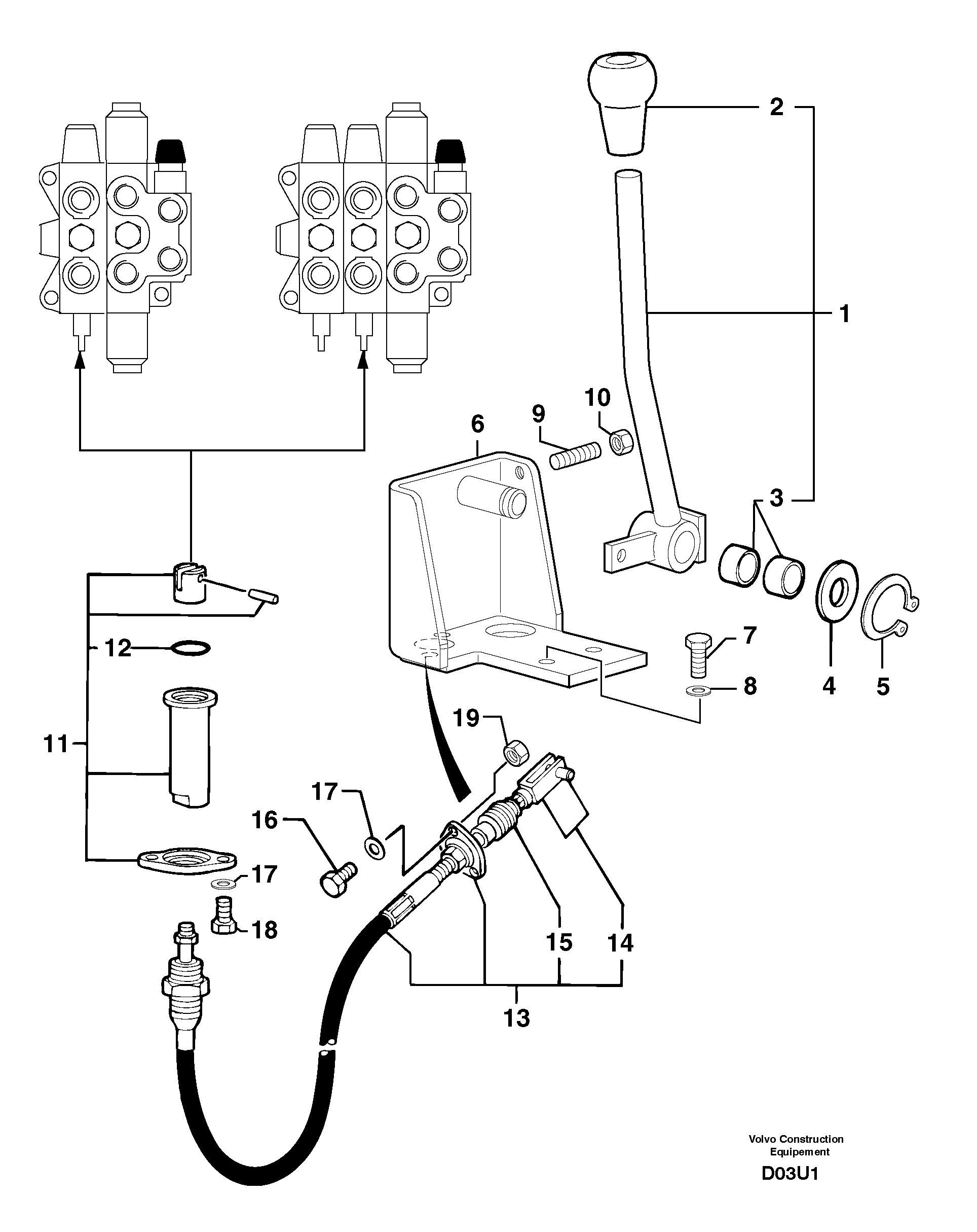 Схема запчастей Volvo EC70 - 2625 Control lever : dozer blade EC70 TYPE 233