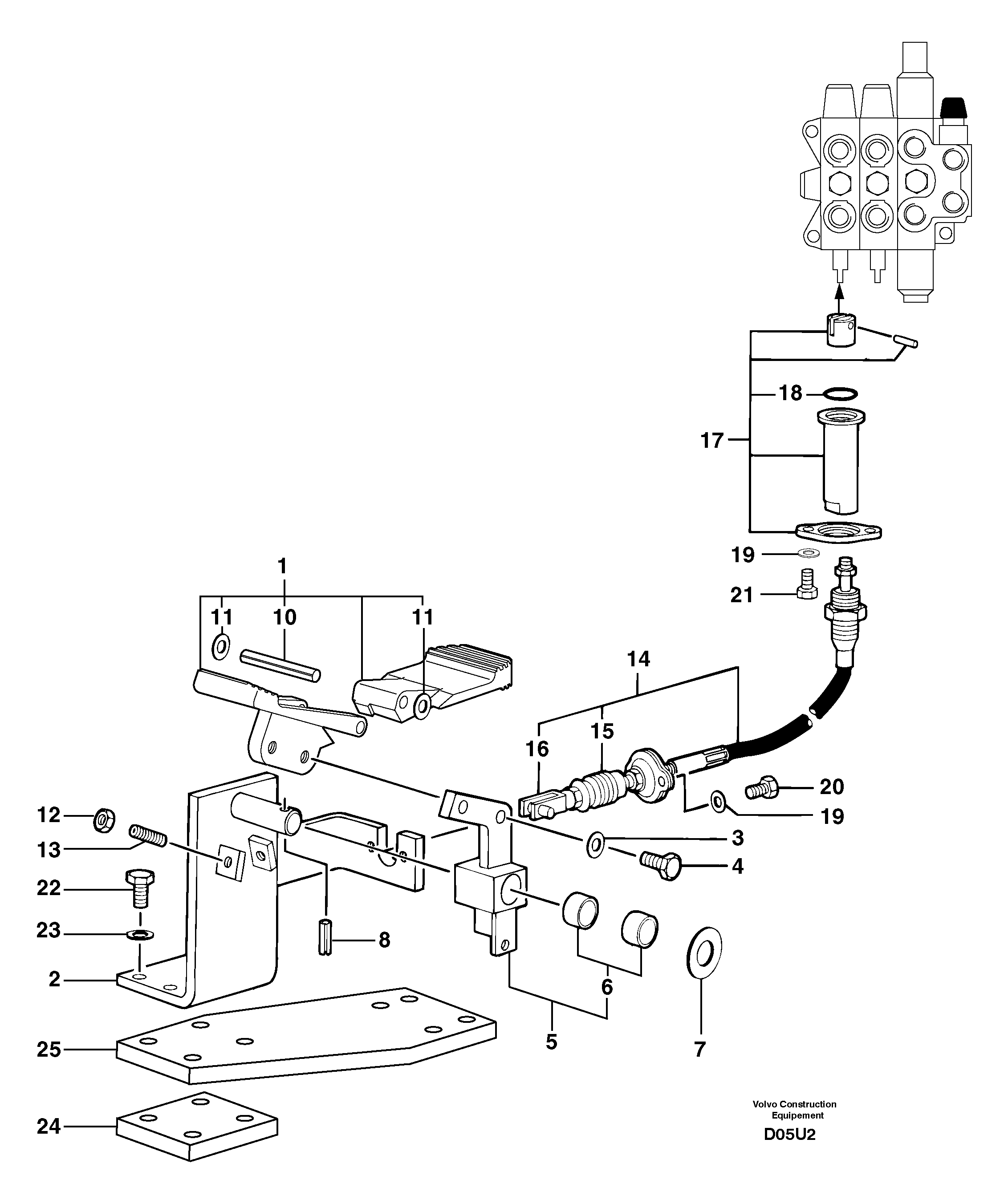 Схема запчастей Volvo EC70 - 2495 Control pedal : hand-operated accessories - 58 l/m EC70VV TYPE 233