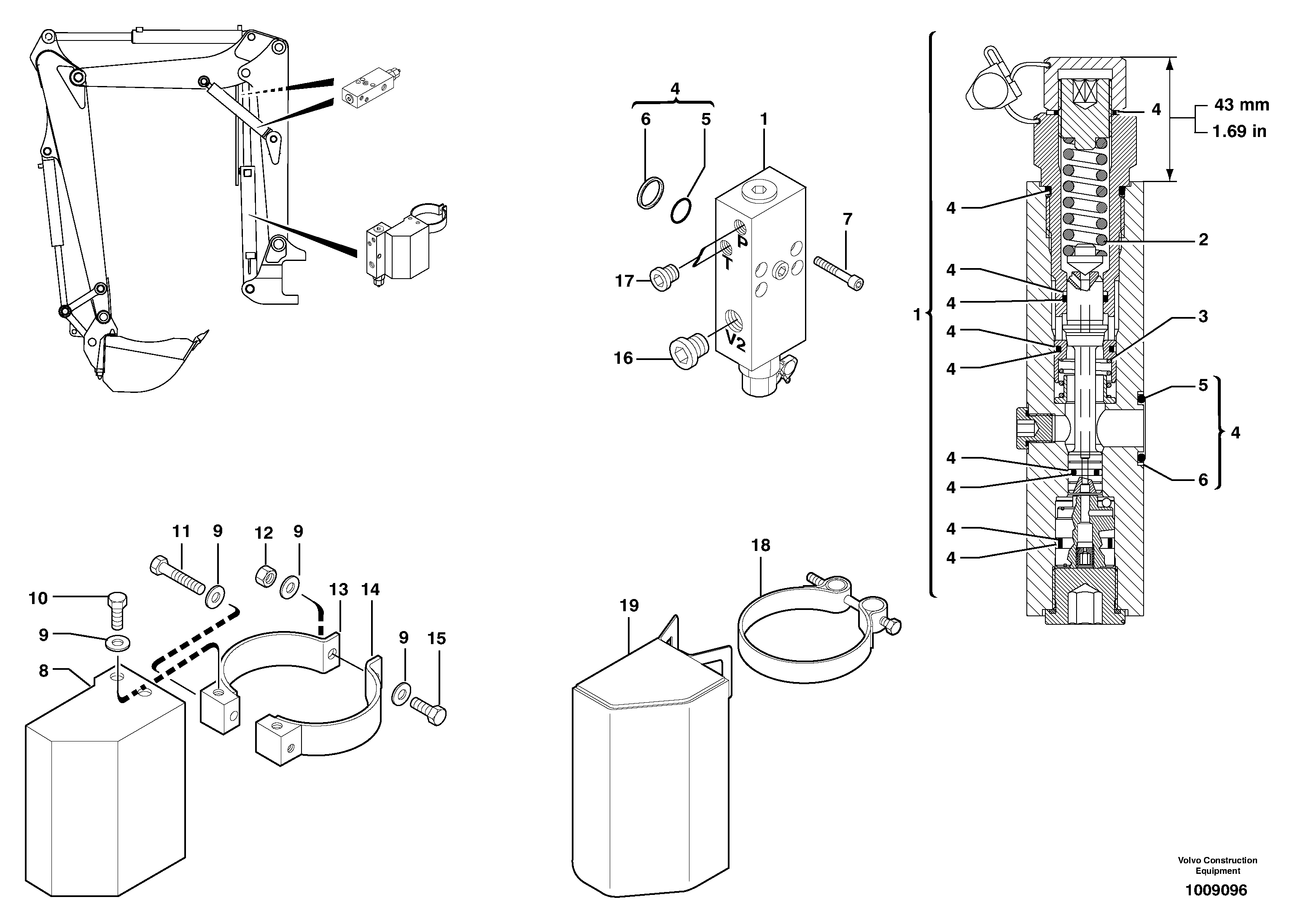 Схема запчастей Volvo EC70 - 2811 Safety valve (boom cylinder / intermediate boom cylinder) EC70VV TYPE 233