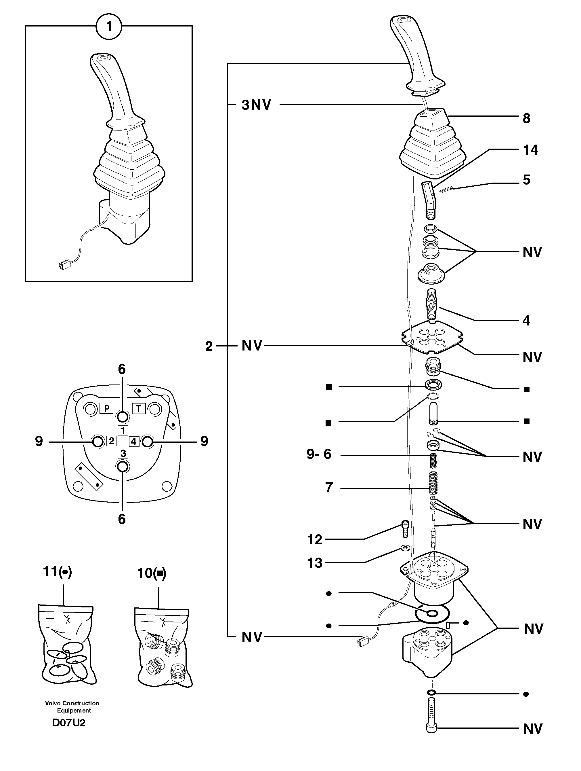 Схема запчастей Volvo EC70 - 2504 Control lever : dipper arm / slewing ( left ) EC70VV TYPE 233