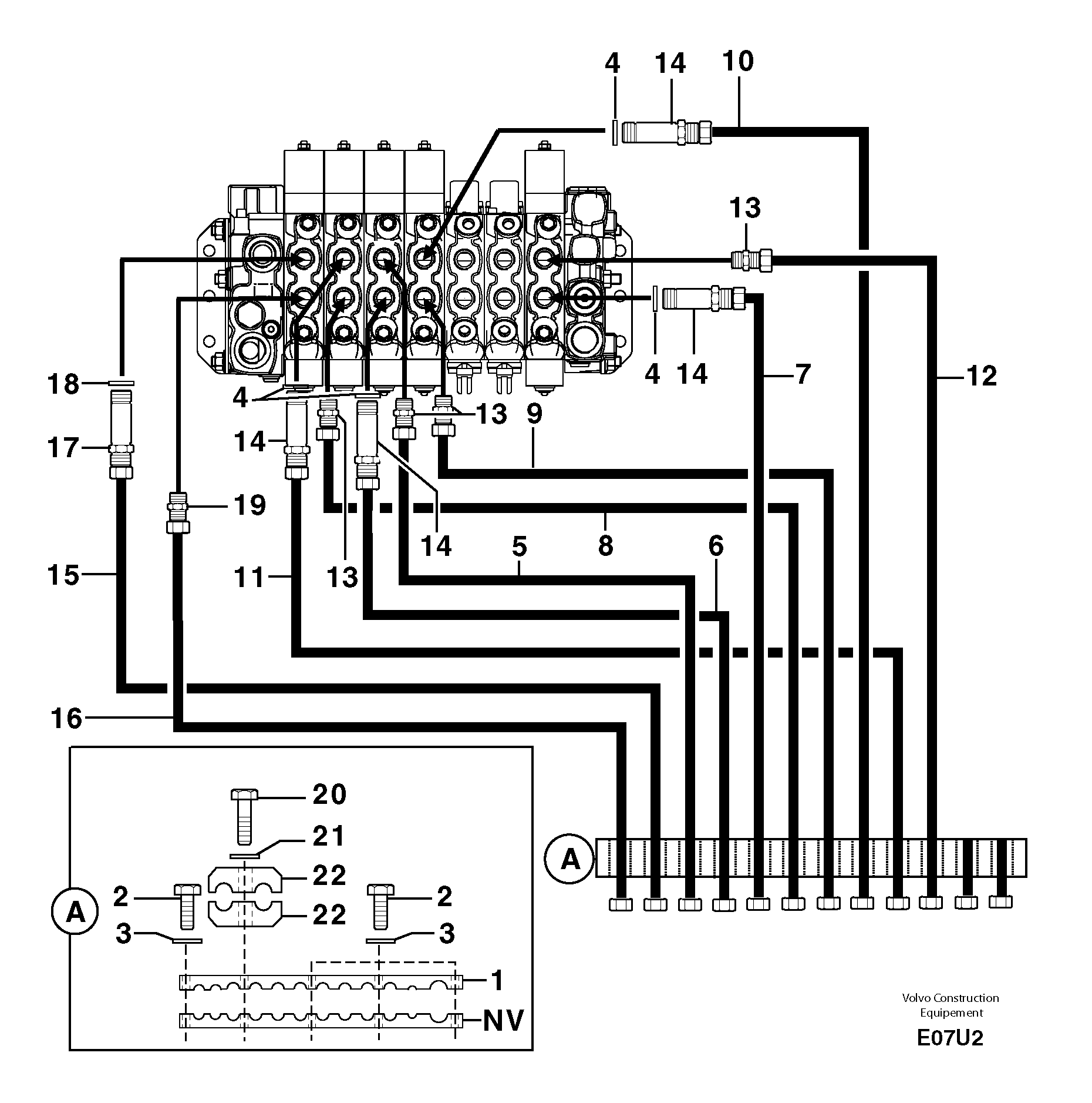 Схема запчастей Volvo EC70 - 85361 Hydr. circuit ( attachment ) EC70VV TYPE 233