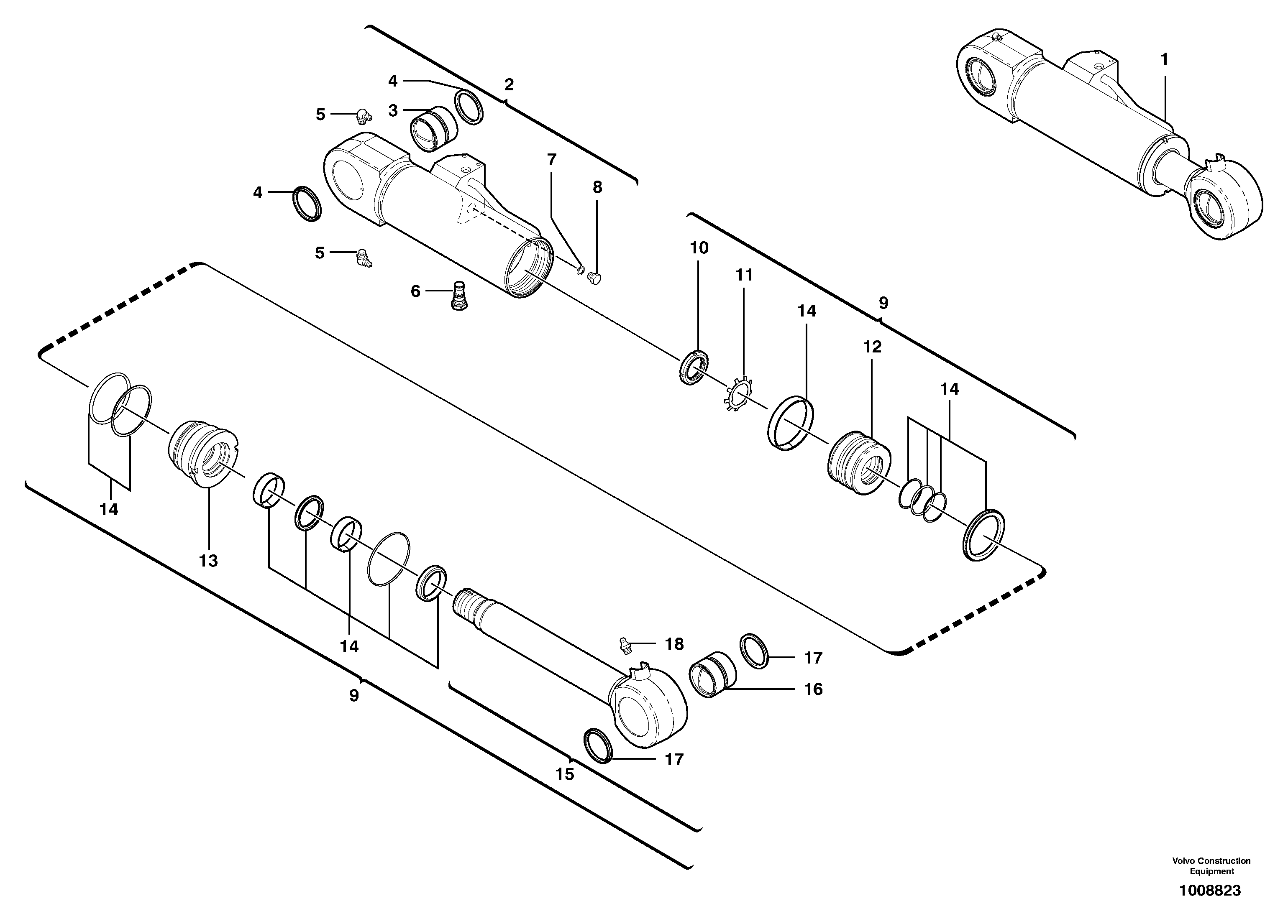 Схема запчастей Volvo EC70 - 3205 Гидроцилиндр отвала EC70VV TYPE 233