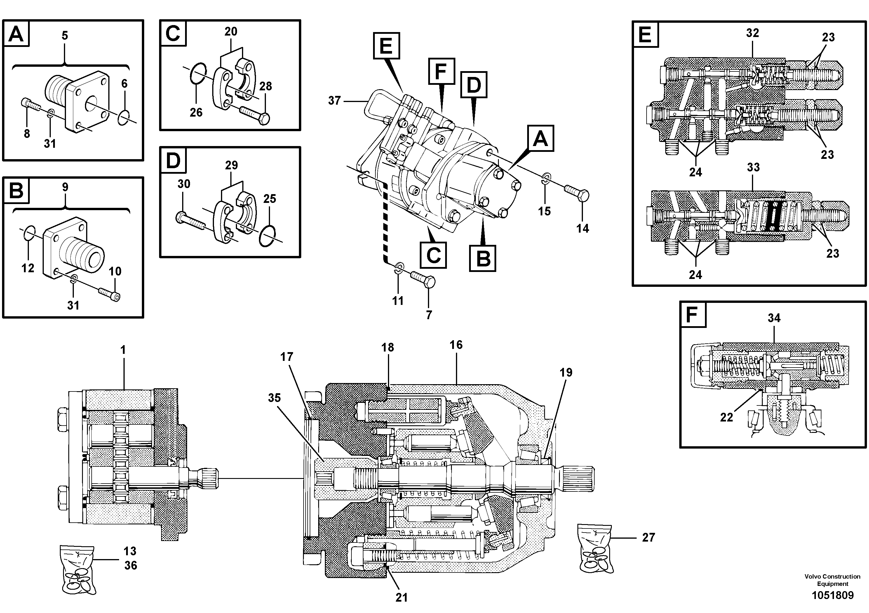 Схема запчастей Volvo EW50 - 55236 Гидронасос (основной насос) EW50 TYPE 256