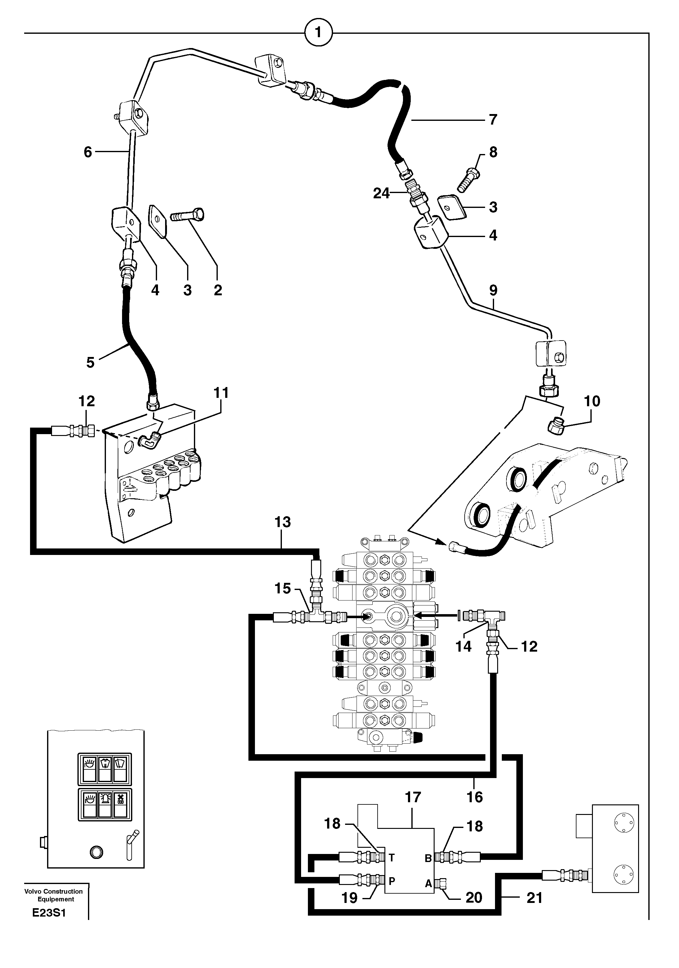 Схема запчастей Volvo EW50 - 92238 Hydraulic circuit ( snap-action attachment ) EW50 TYPE 256