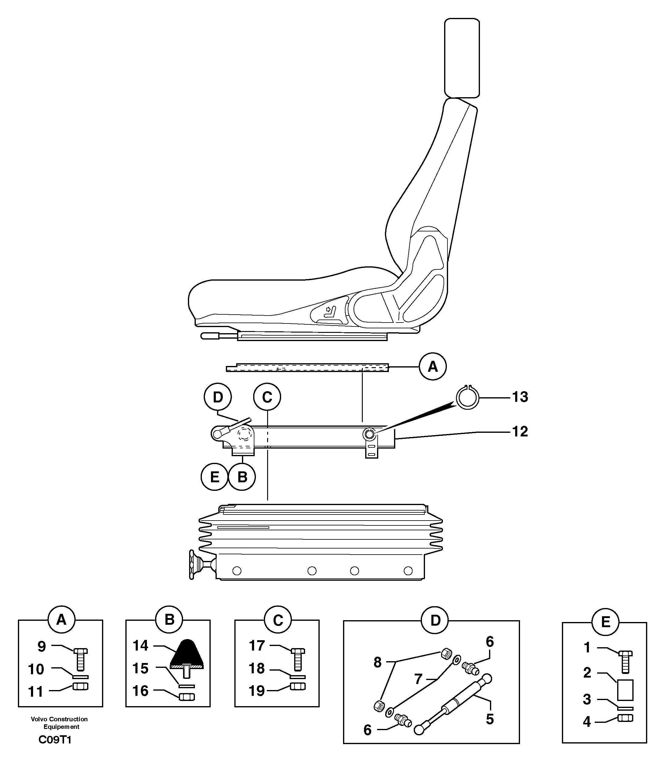 Схема запчастей Volvo EW50 - 26962 Suspended seat ( holding fixture ) EW50VV TYPE 256