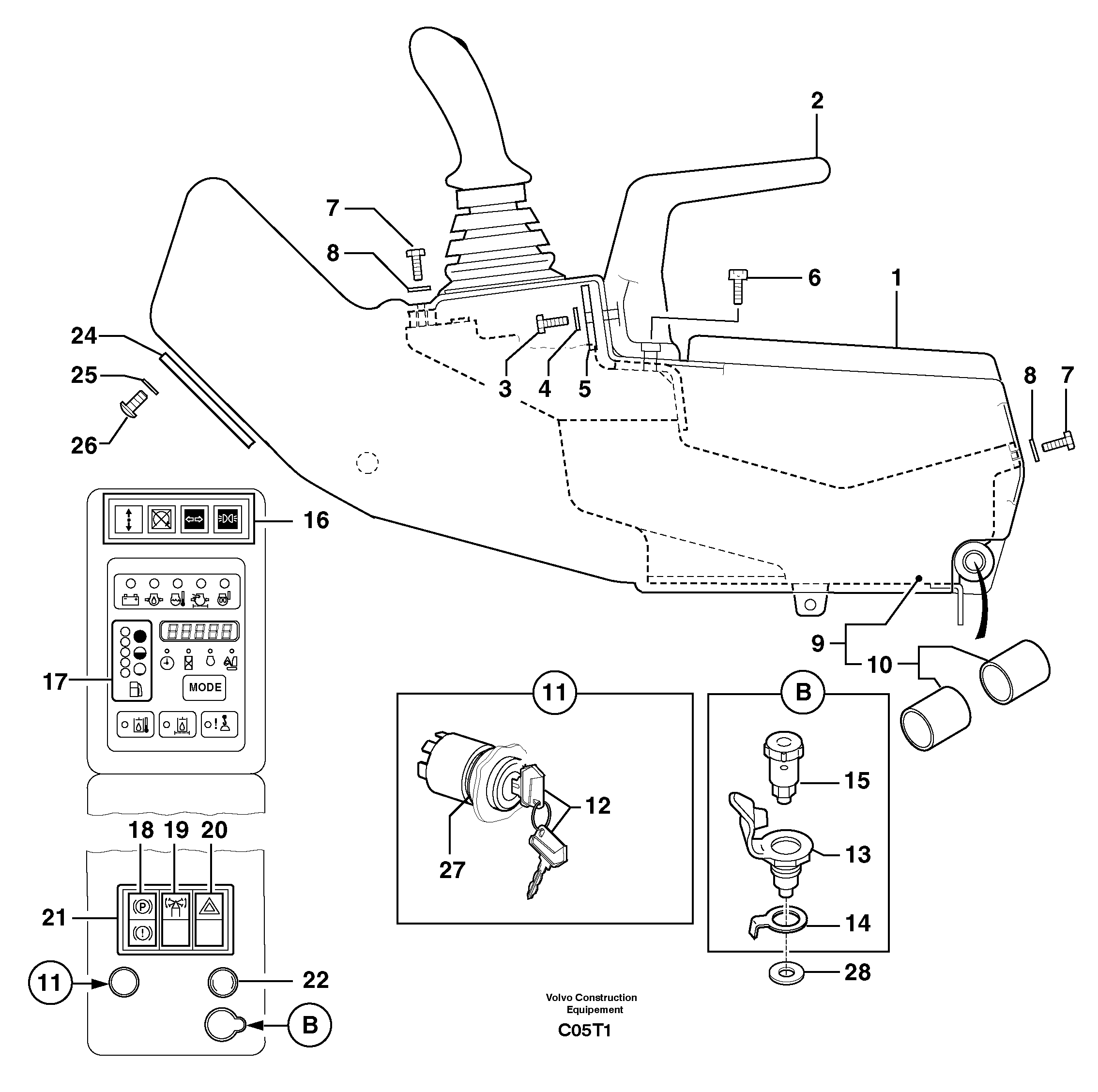 Схема запчастей Volvo EW50 - 95085 Operators station : instrument panel ( right ) EW50VV TYPE 256