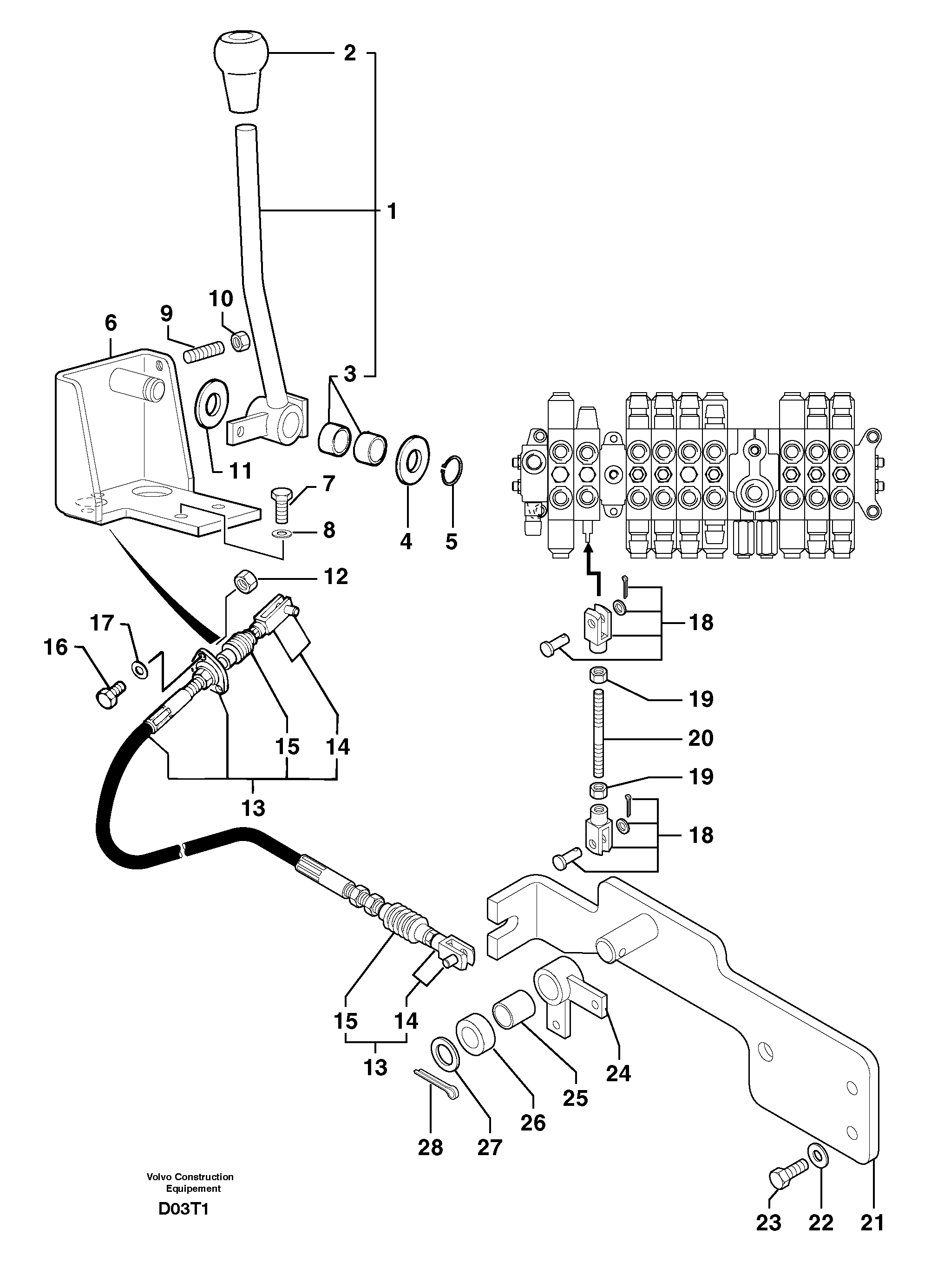 Схема запчастей Volvo EW50 - 105304 Control lever : dozer blade EW50VV TYPE 256