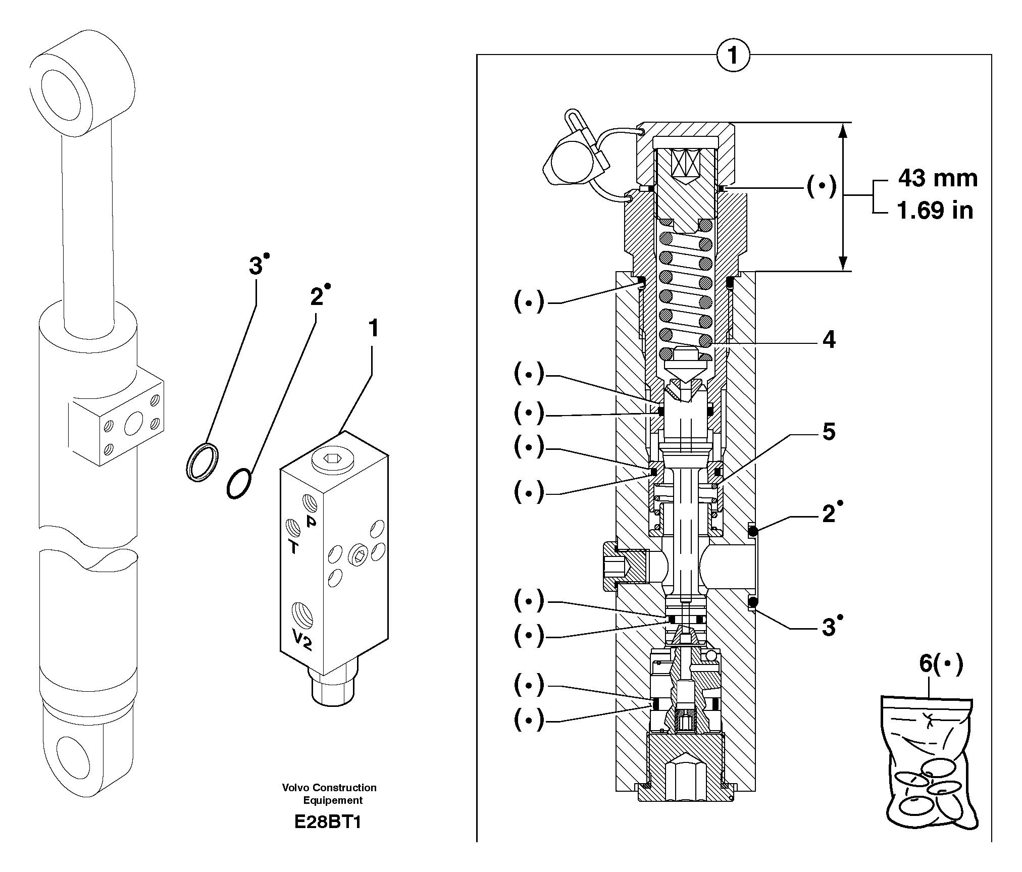 Схема запчастей Volvo EW50 - 32633 Safety valve ( dipper arm cylinder ) EW50VV TYPE 256