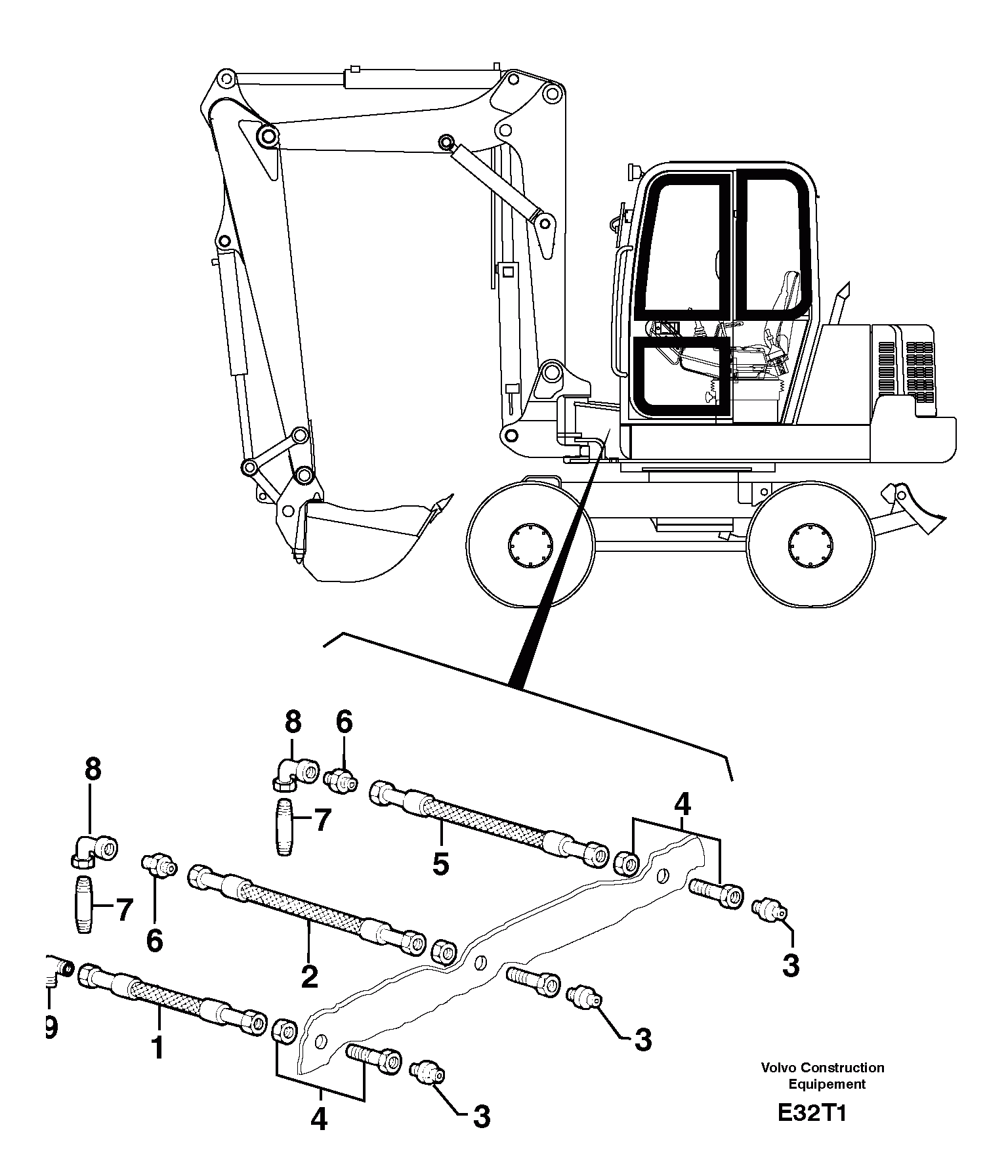 Схема запчастей Volvo EW50 - 97071 Lubrication chart EW50VV TYPE 256