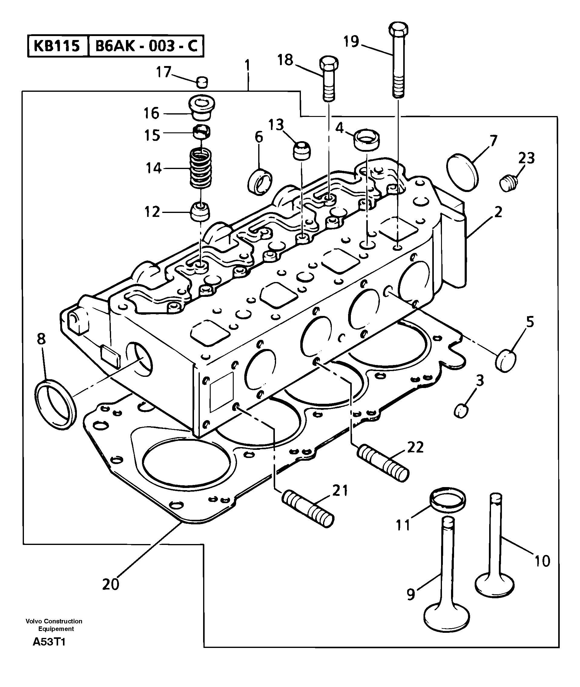 Схема запчастей Volvo EW50 - 15003 Головка блока цилиндров EW50VV TYPE 256