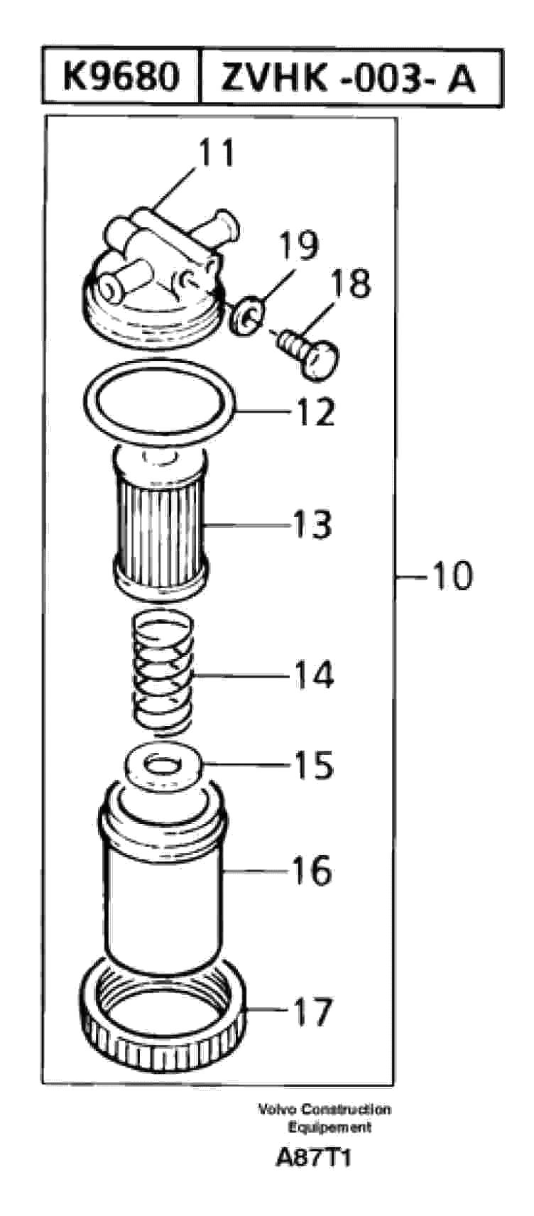 Схема запчастей Volvo EW50 - 24745 Sediment bowl EW50VV TYPE 256