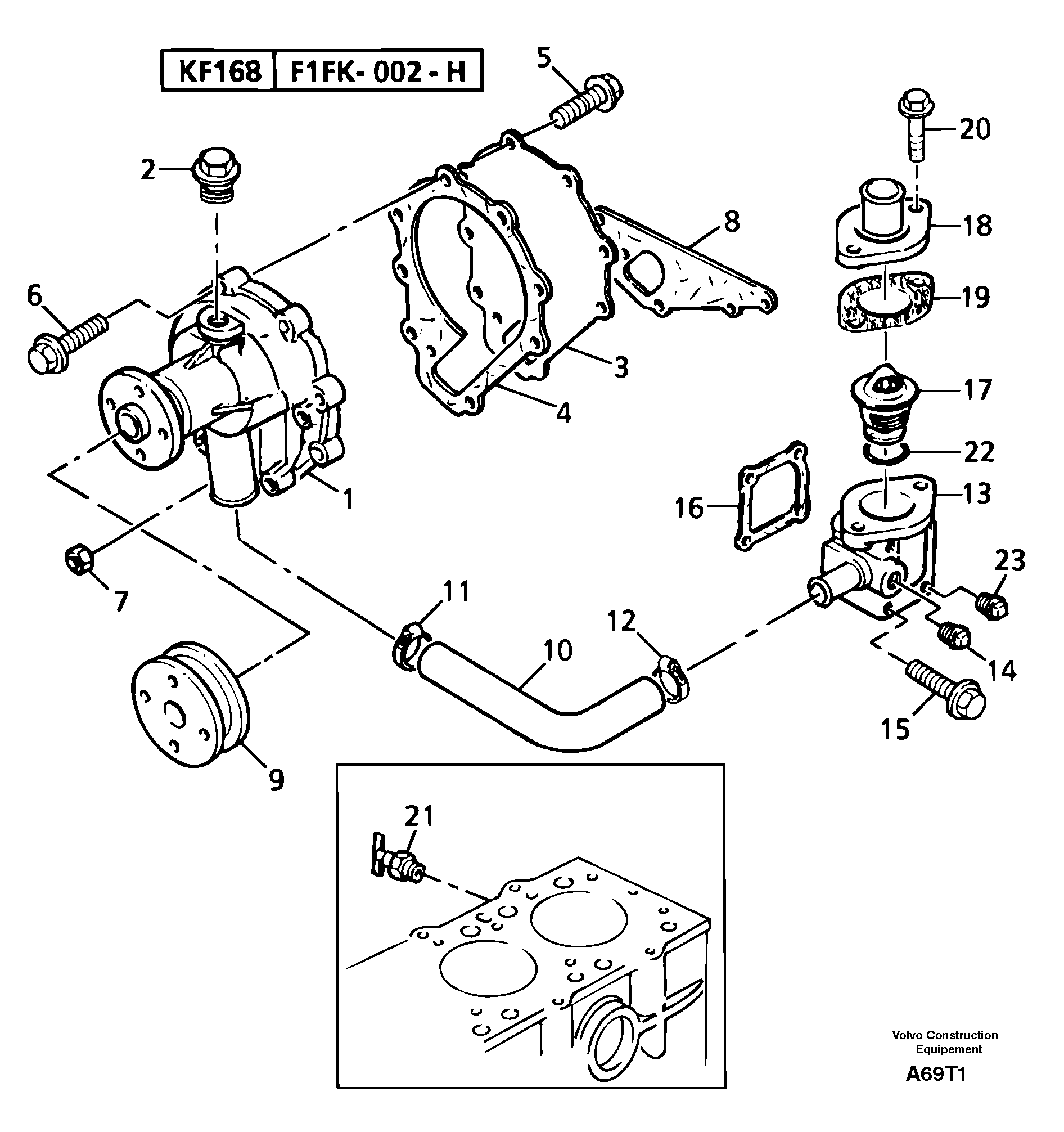 Схема запчастей Volvo EW50 - 105751 Water pump / thermostat EW50VV TYPE 256