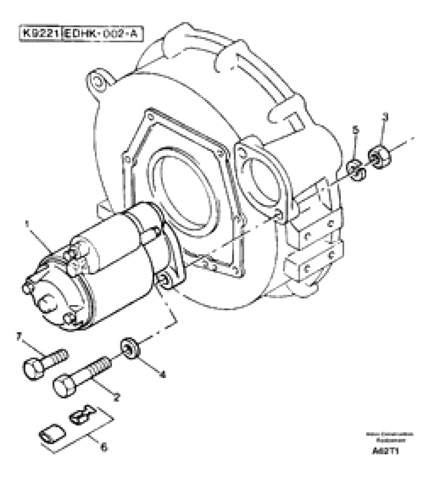 Схема запчастей Volvo EW50 - 31031 Starter motor installation EW50VV TYPE 256