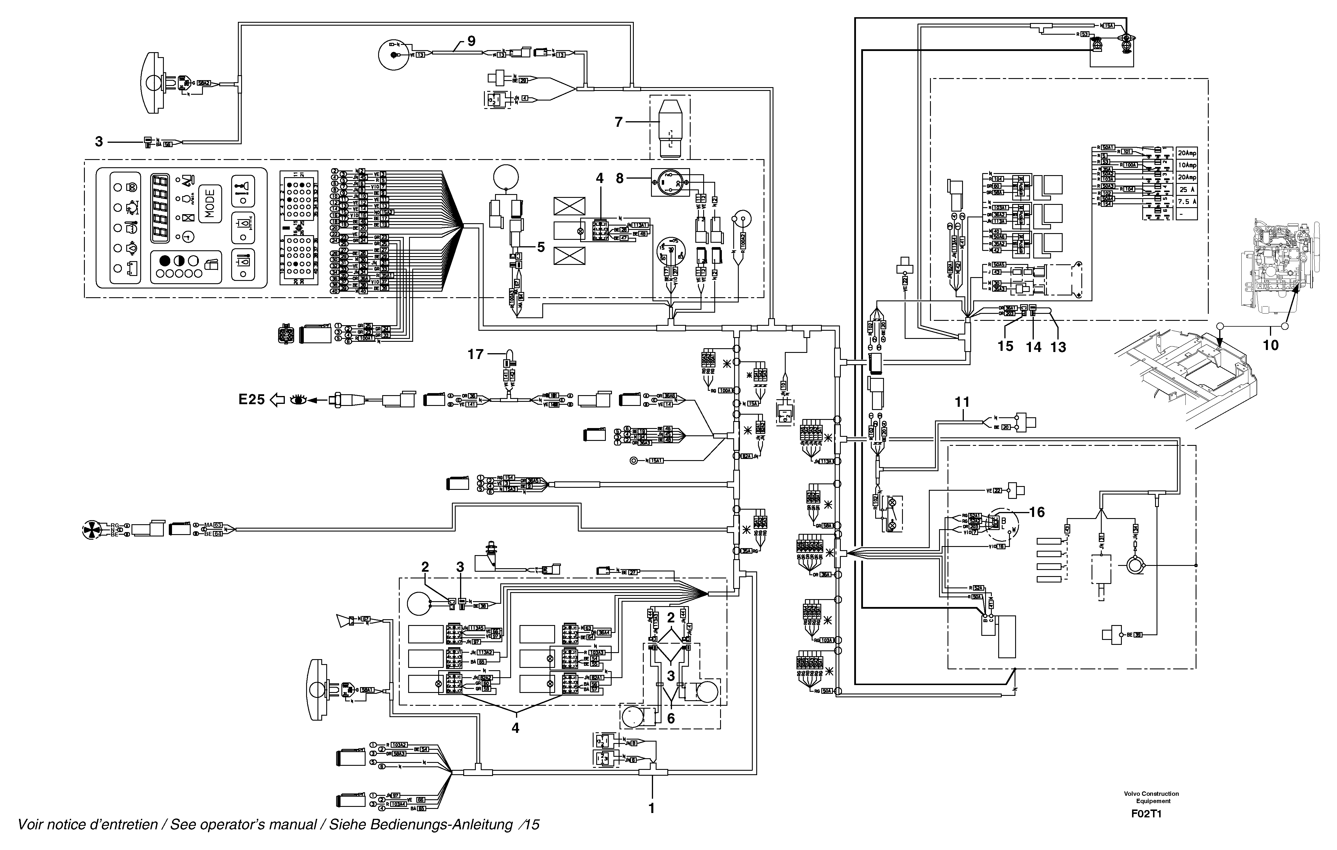 Схема запчастей Volvo EW50 - 45515 Electrical system / with Puma EW50VV TYPE 256