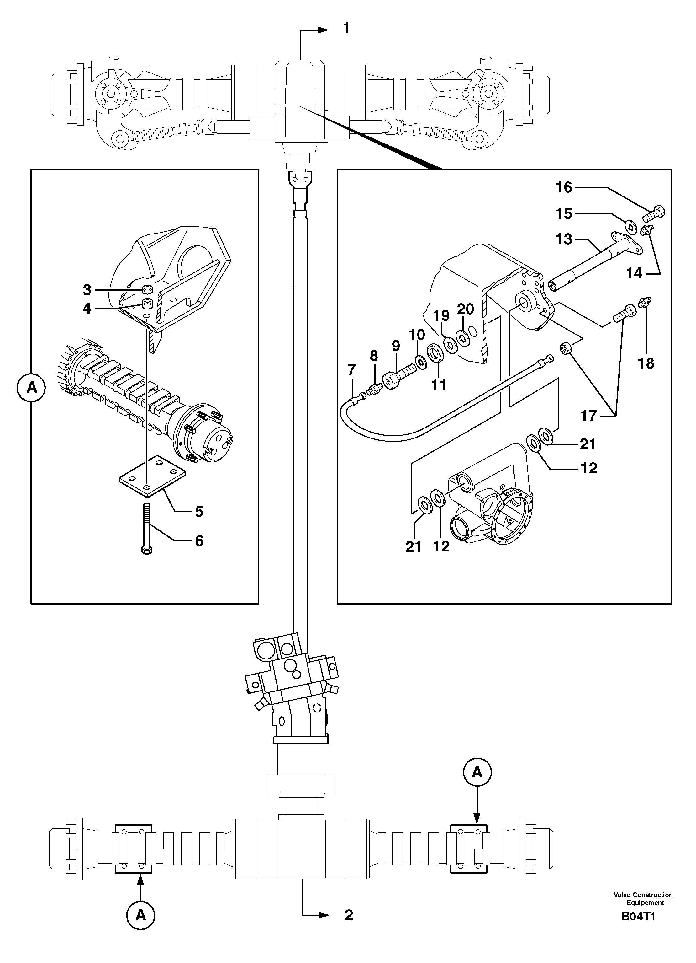 Схема запчастей Volvo EW50 - 104690 Axle cradles and mountings EW50VV TYPE 256