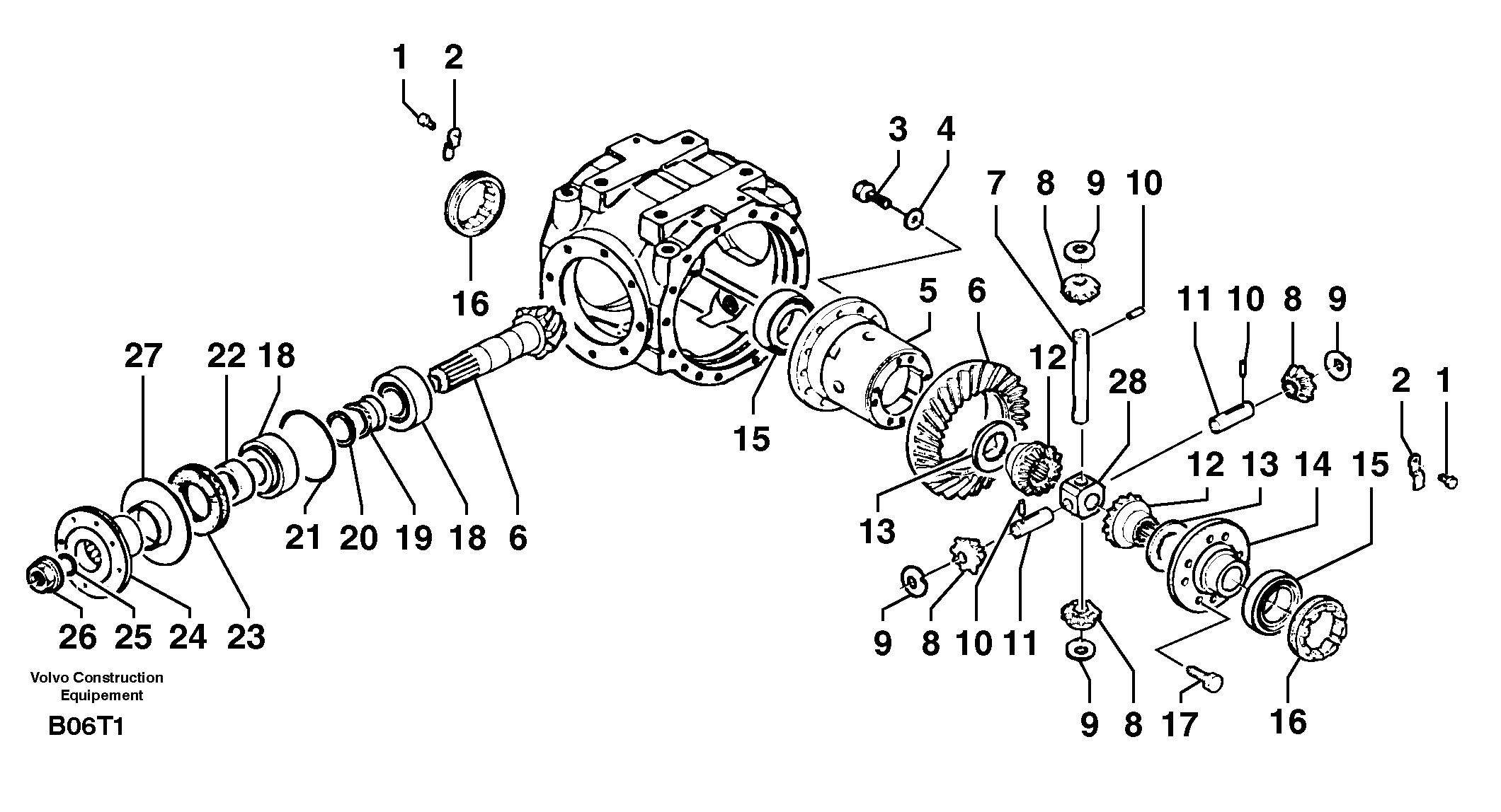 Схема запчастей Volvo EW50 - 31133 Дифференциал переднего моста (1660) EW50VV TYPE 256