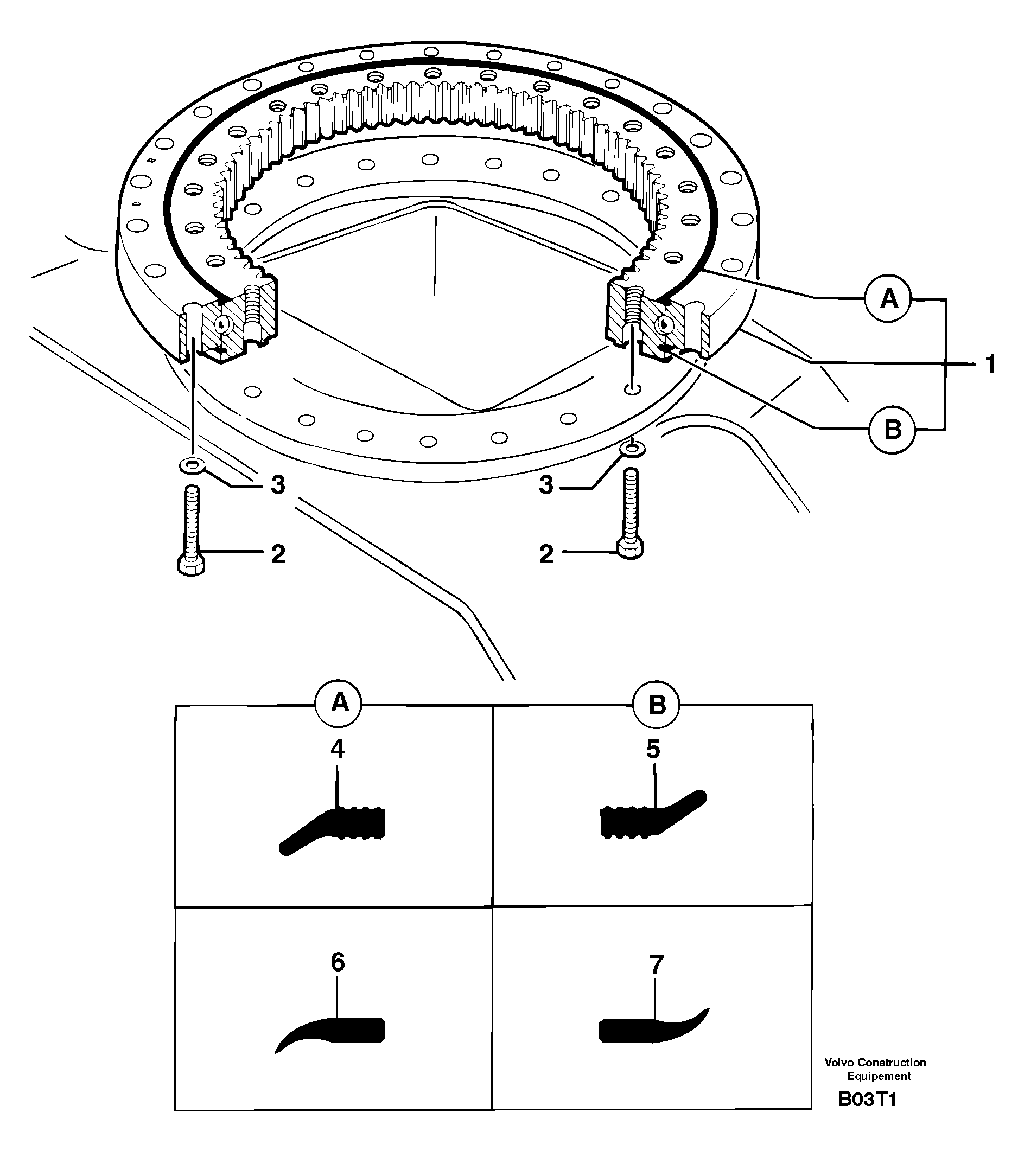 Схема запчастей Volvo EW50 - 31135 Slewing ring EW50VV TYPE 256