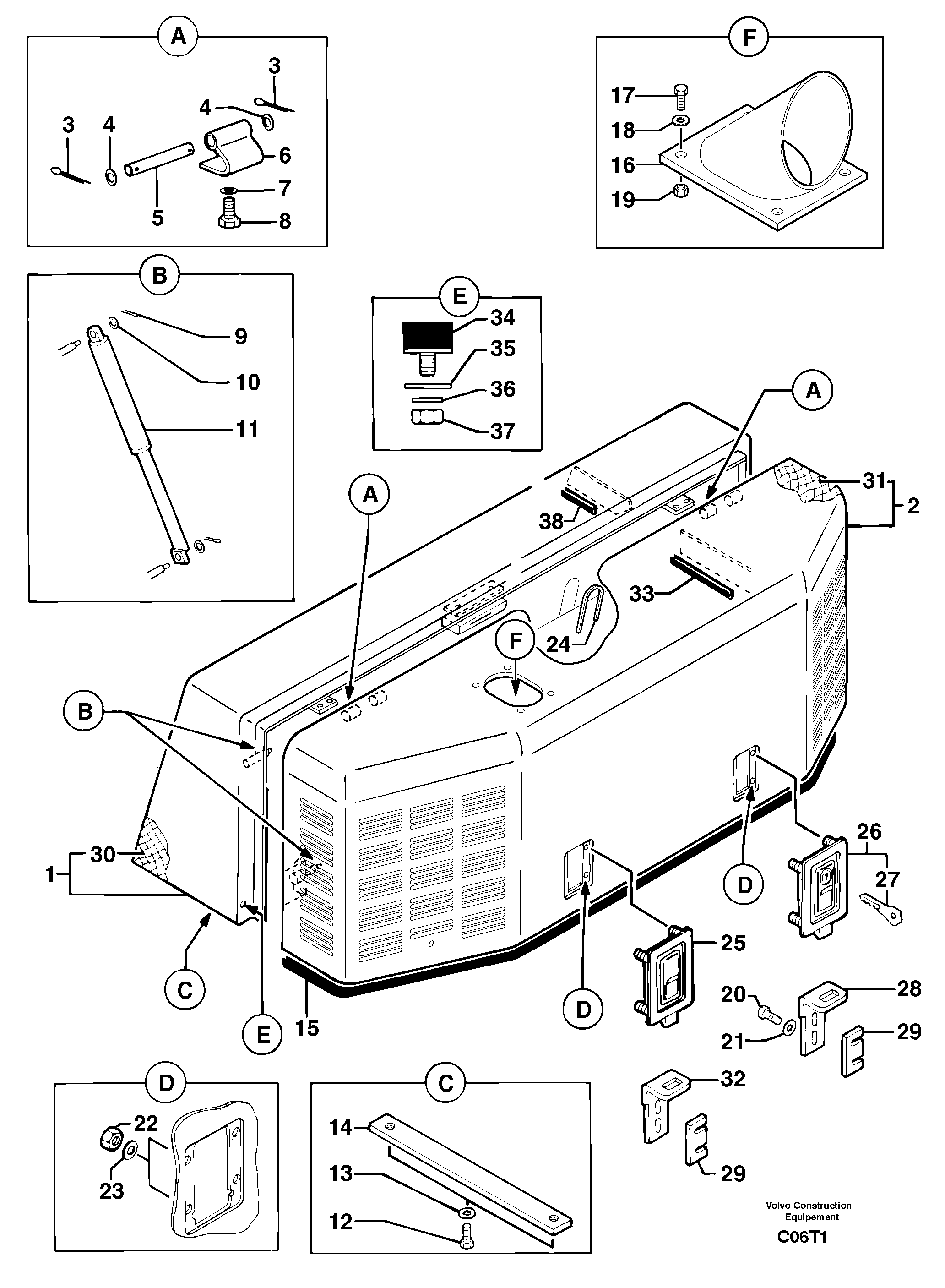 Схема запчастей Volvo EW50 - 105758 Крышка двигателя EW50VV TYPE 256