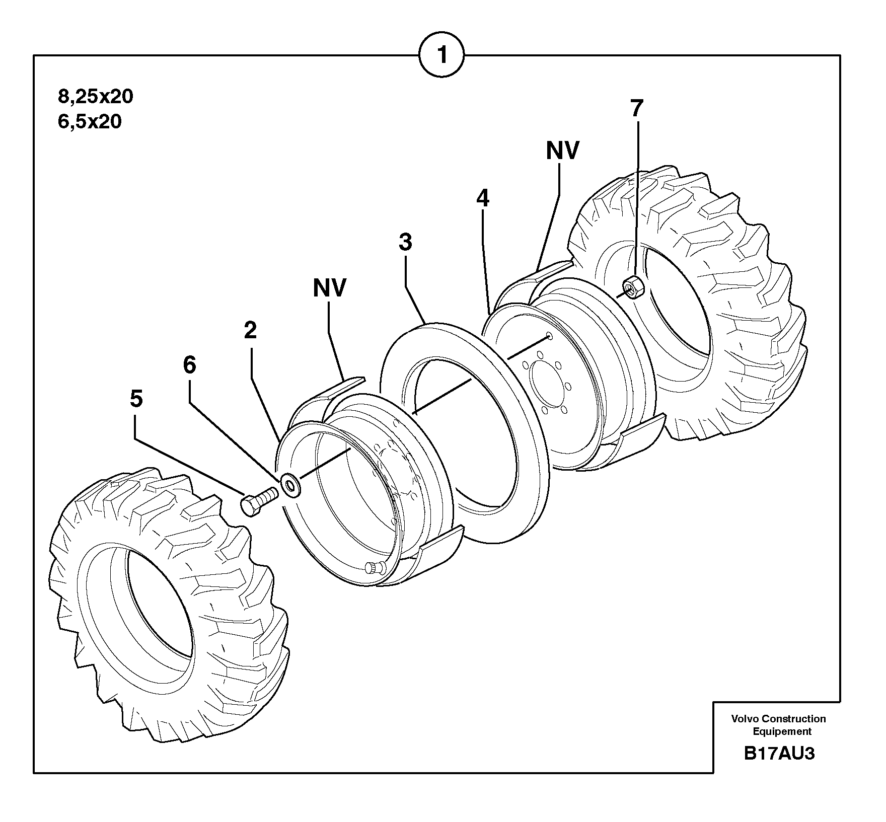 Схема запчастей Volvo EW70 - 7539 Wheels EW70 TYPE 262