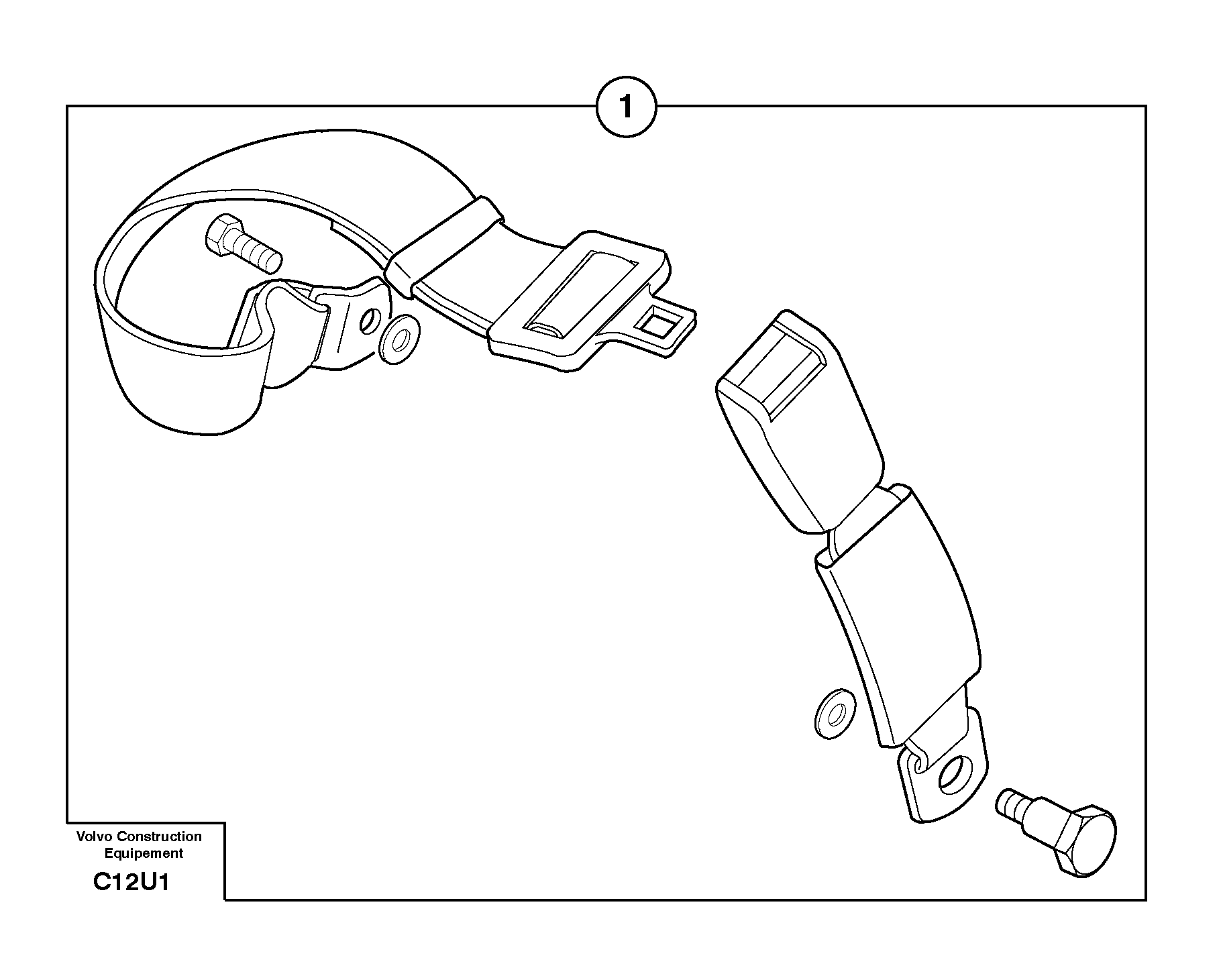 Схема запчастей Volvo EW70 - 6129 Safety belt EW70 TYPE 262