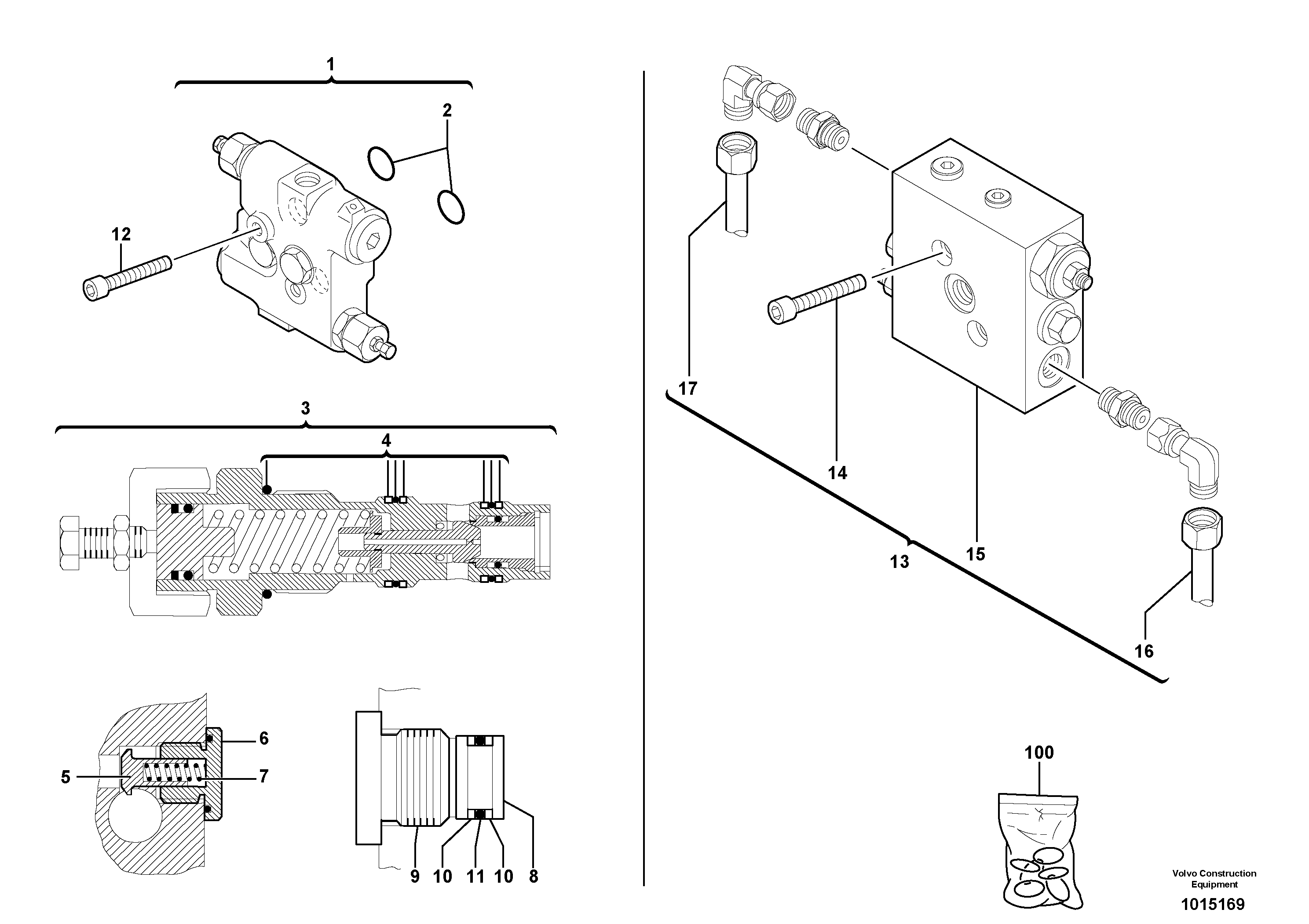 Схема запчастей Volvo EW70 - 35648 Balancing valve ( slewing ) EW70 TYPE 262