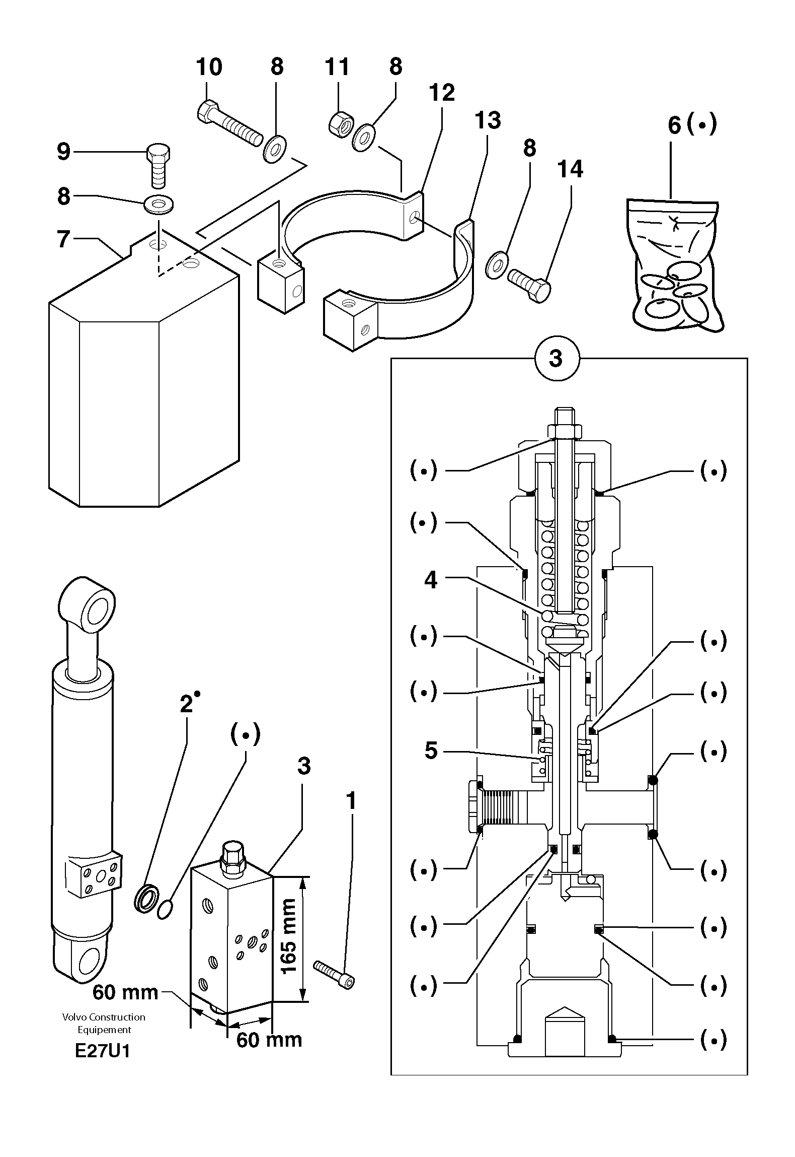 Схема запчастей Volvo EW70 - 6521 Safety valve ( boom cylinder ) EW70 TYPE 262