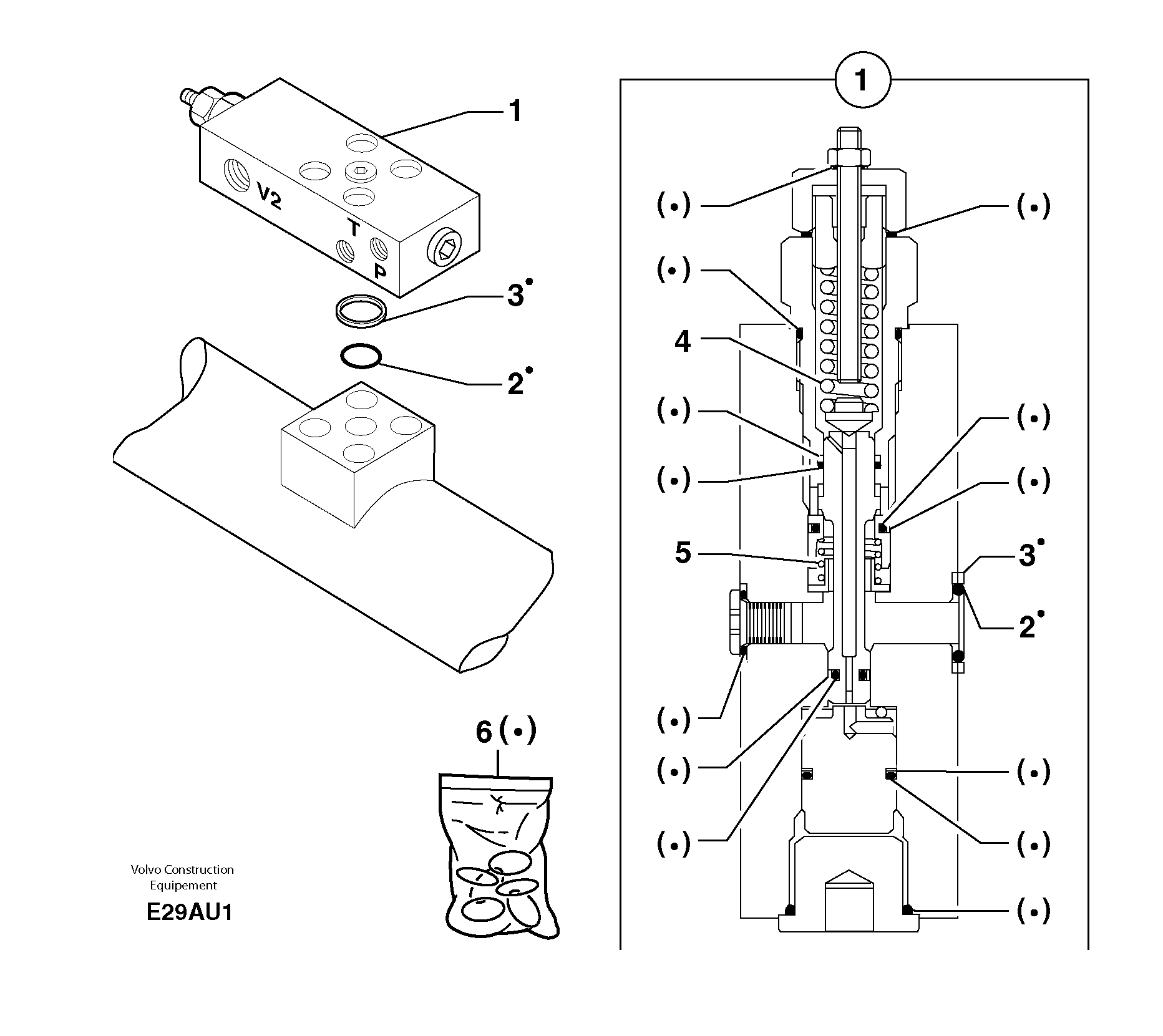 Схема запчастей Volvo EW70 - 6525 Safety valve ( dipper arm cylinder ) EW70 TYPE 262