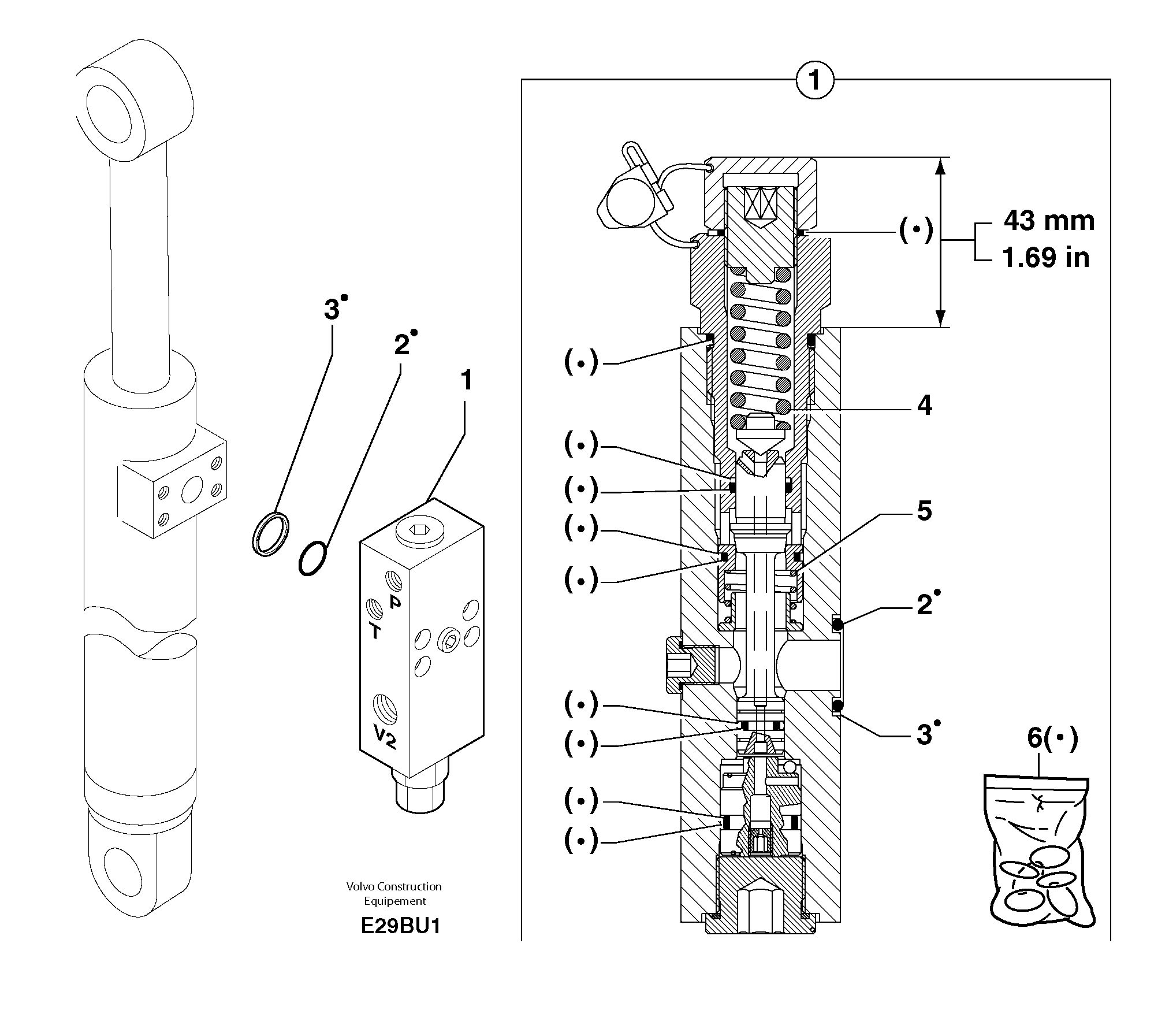 Схема запчастей Volvo EW70 - 6527 Safety valve ( dipper arm cylinder ) EW70 TYPE 262