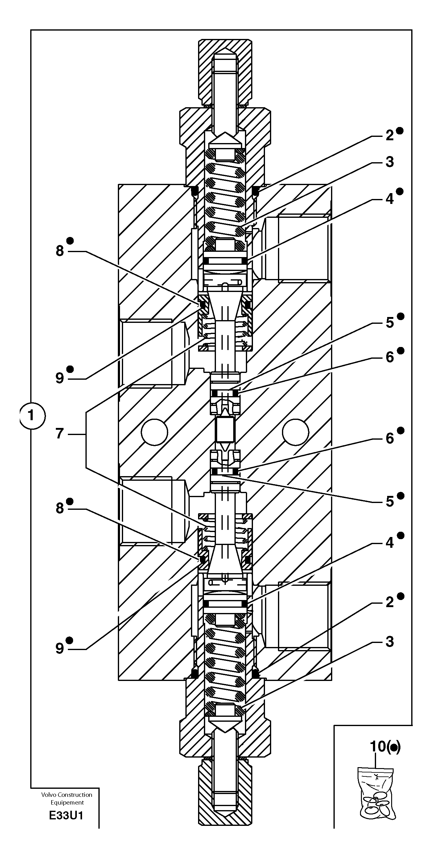 Схема запчастей Volvo EW70 - 6532 Balancing valve ( offset cylinder ) EW70 TYPE 262