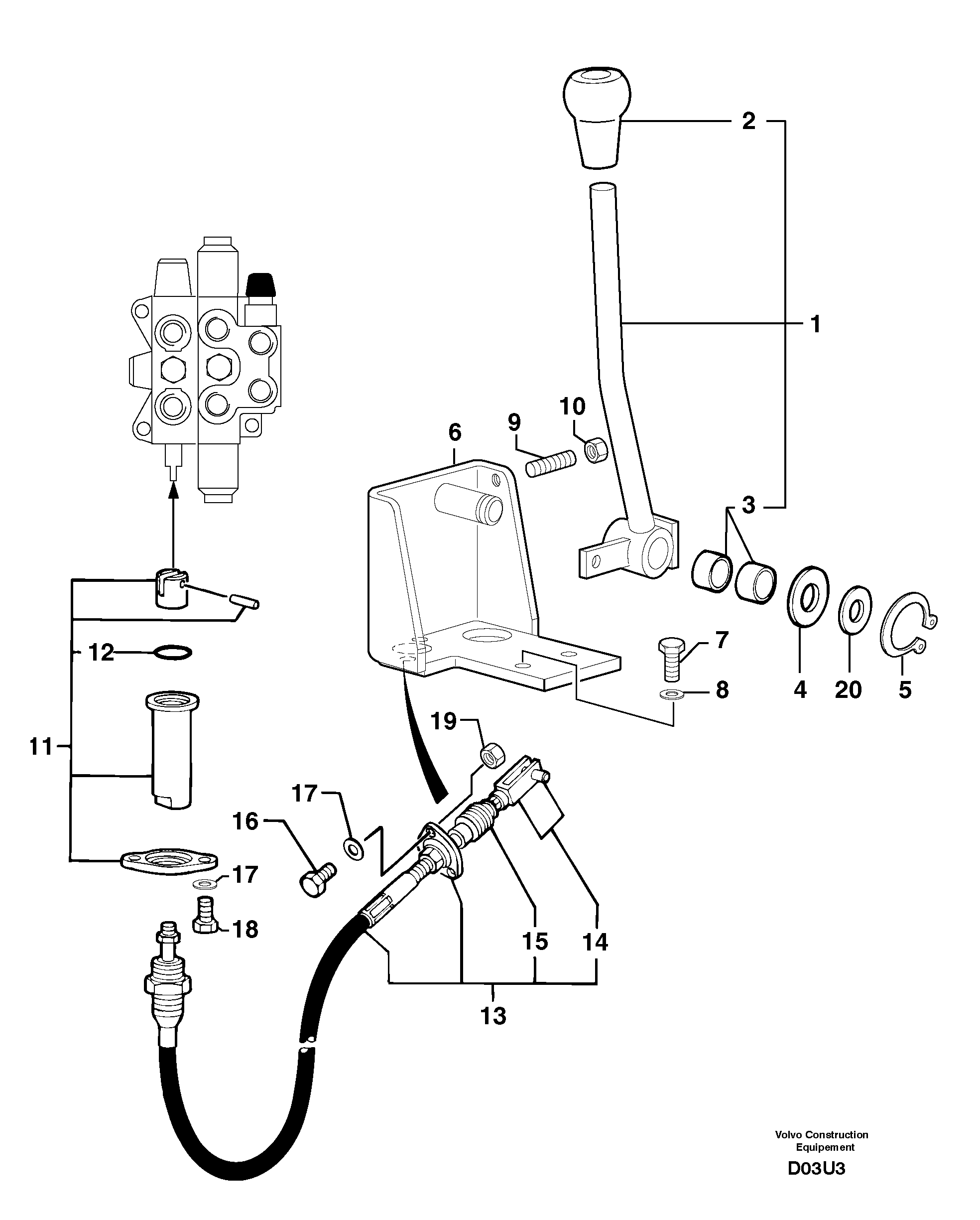 Схема запчастей Volvo EW70 - 6534 Control lever : dozer blade EW70 TYPE 262