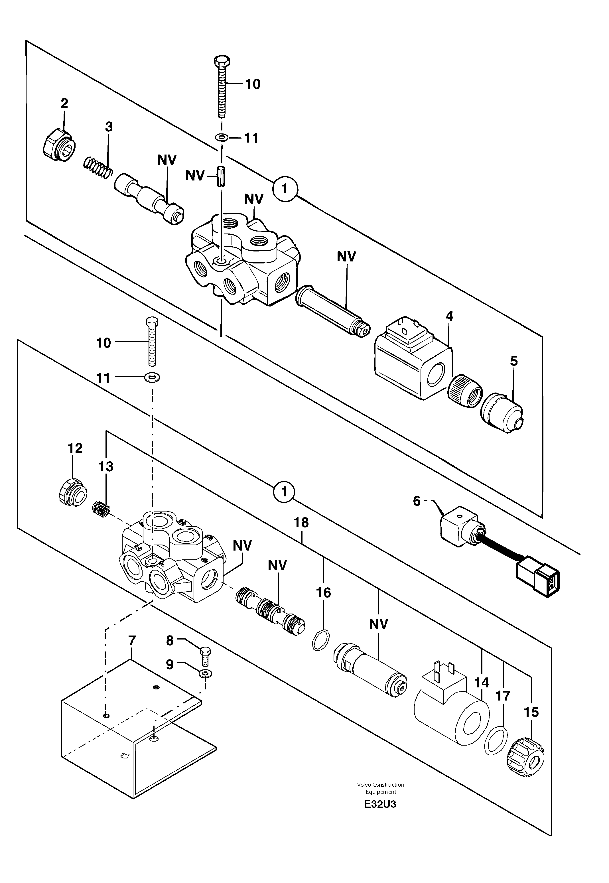 Схема запчастей Volvo EW70 - 7563 Selector / steering reversing EW70VV TYPE 262