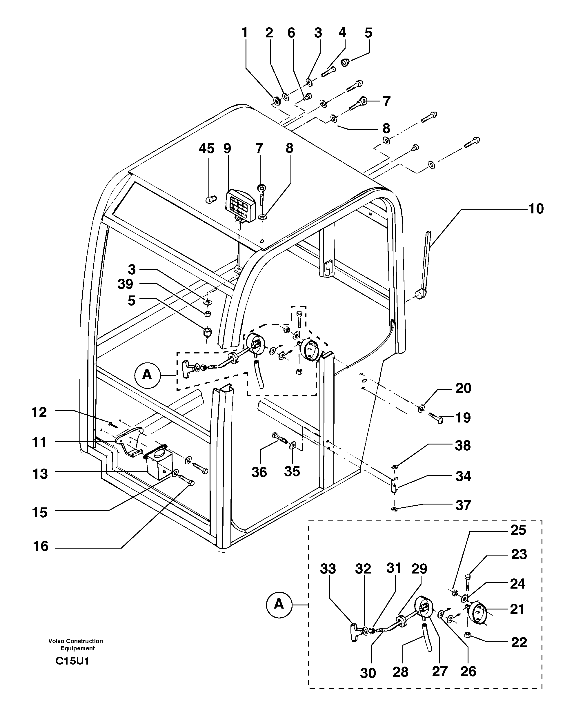Схема запчастей Volvo EW70 - 7587 Cab : accessories EW70VV TYPE 262
