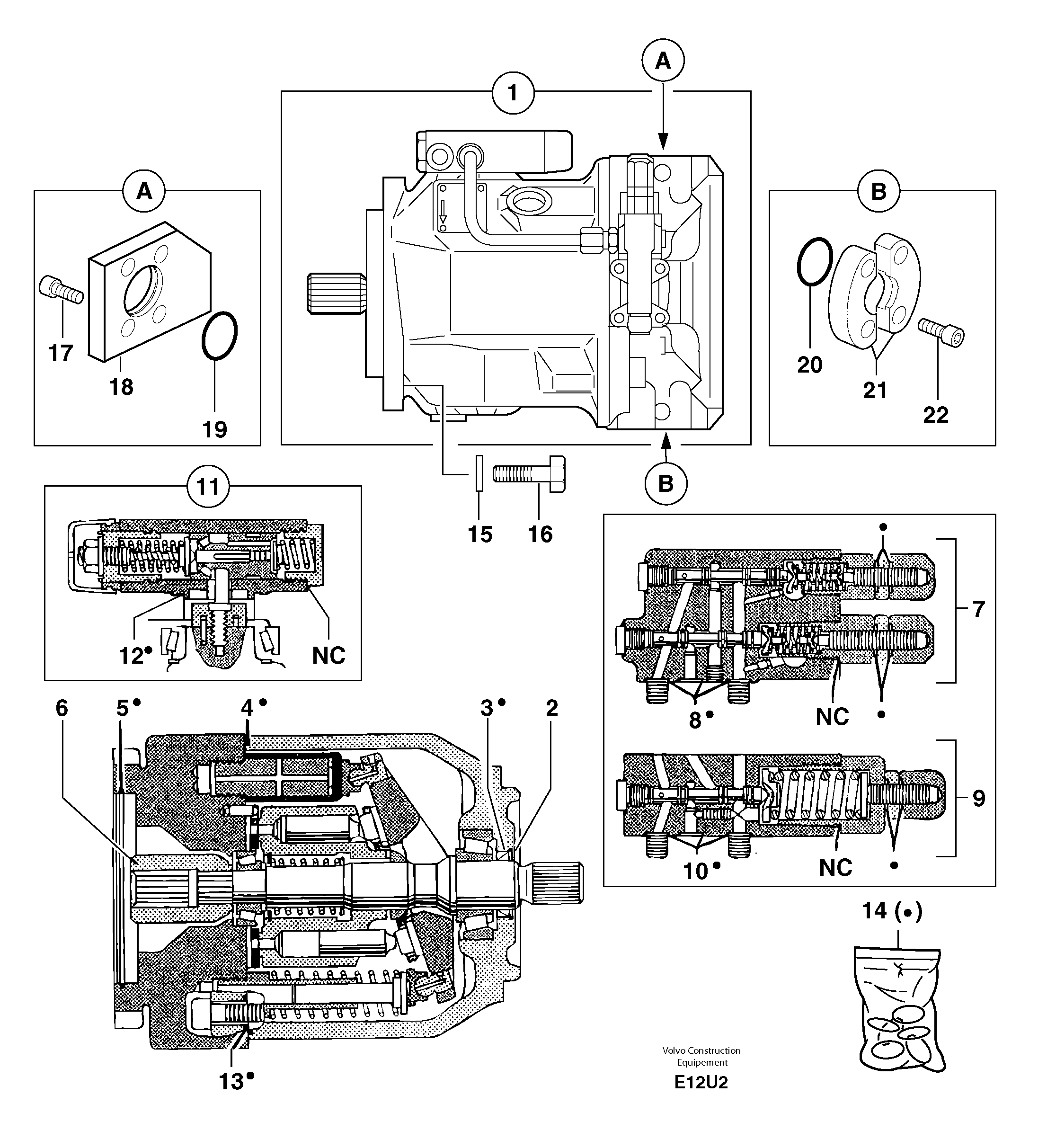 Схема запчастей Volvo EW70 - 51145 Гидронасос (основной насос) EW70VV TYPE 262