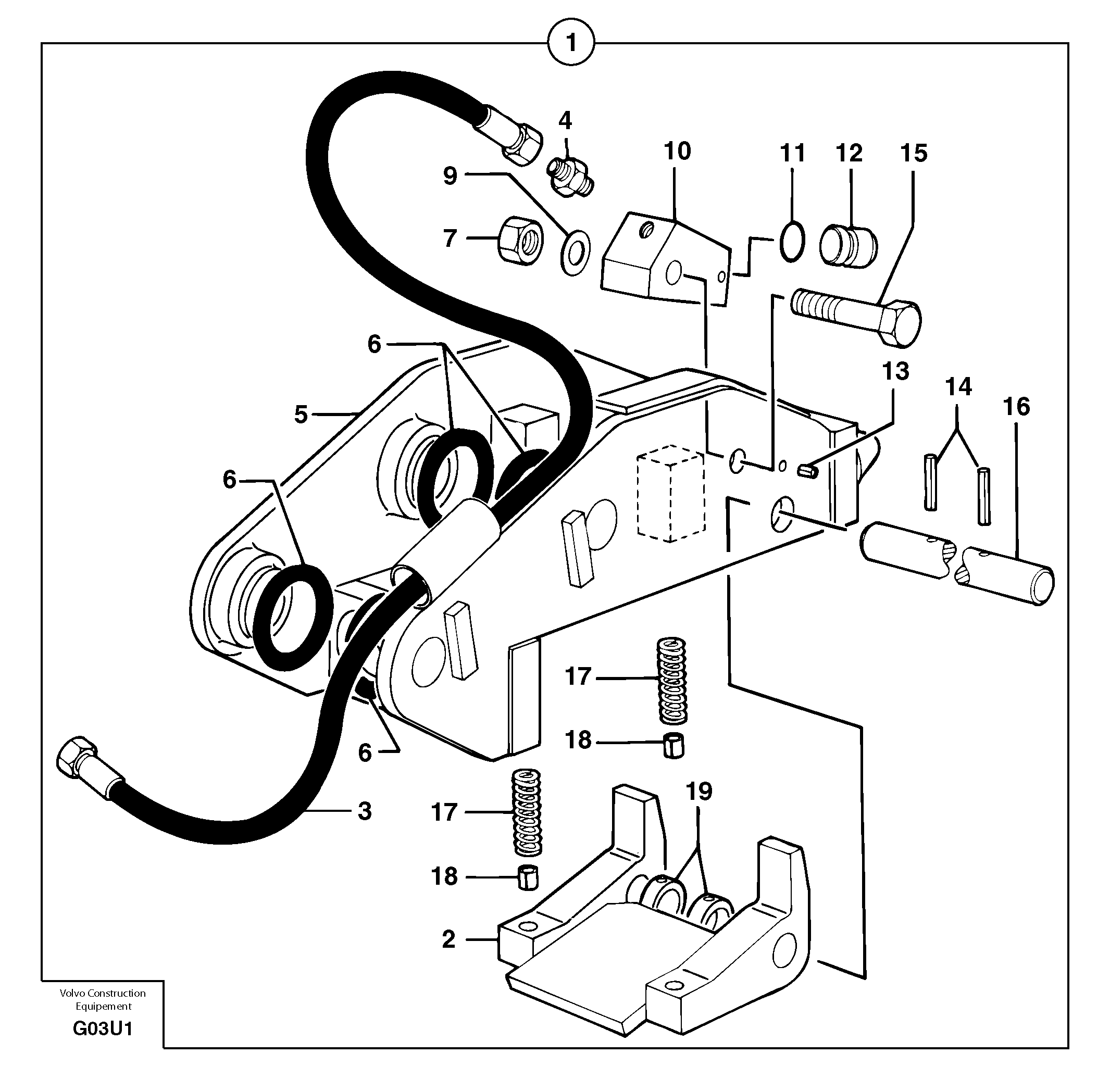 Схема запчастей Volvo EW70 - 104980 Tool holder / hydraulic control EW70 TYPE 262