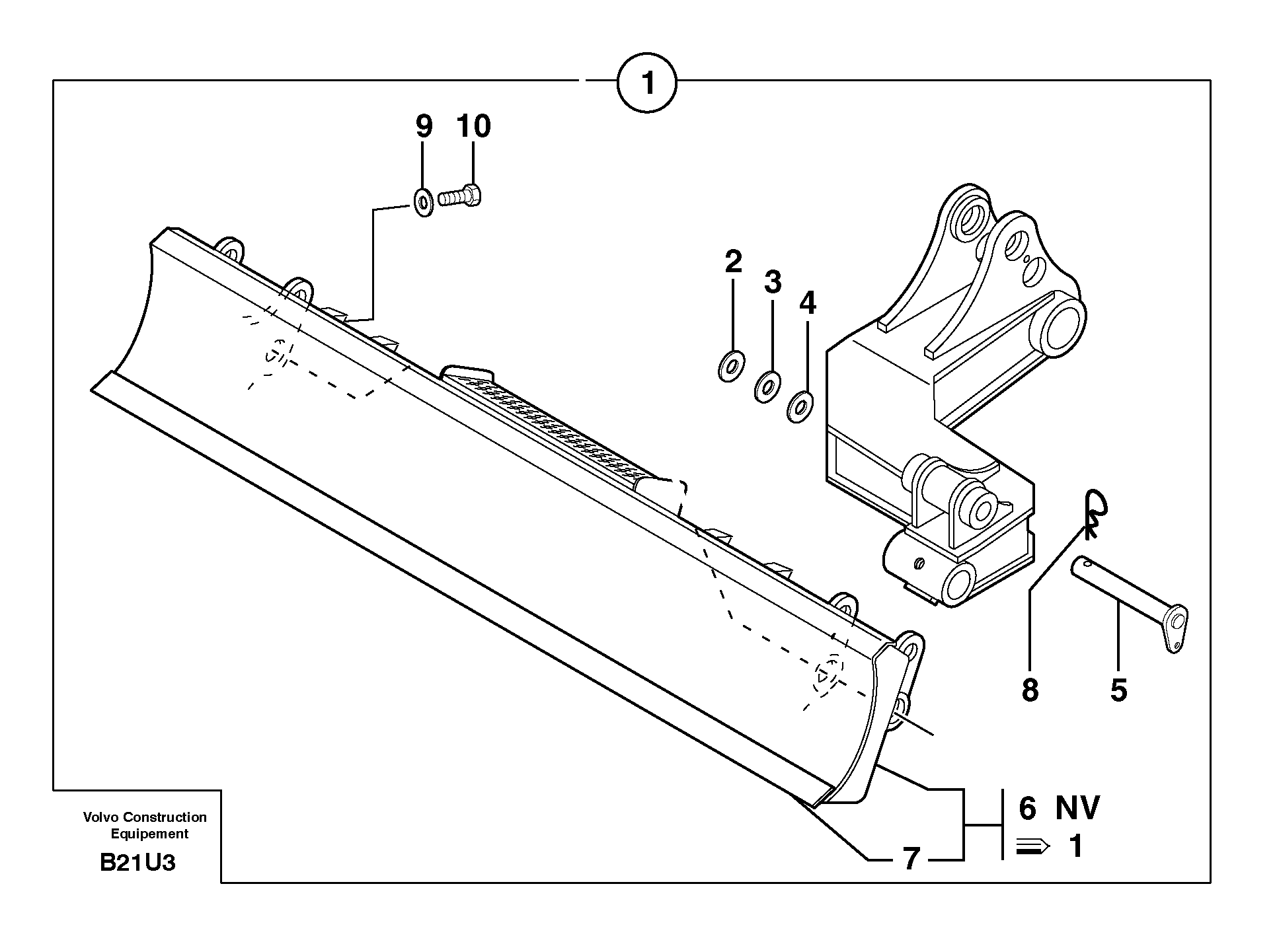 Схема запчастей Volvo EW70 - 18379 dozer blade on stabiliser EW70VV TYPE 262