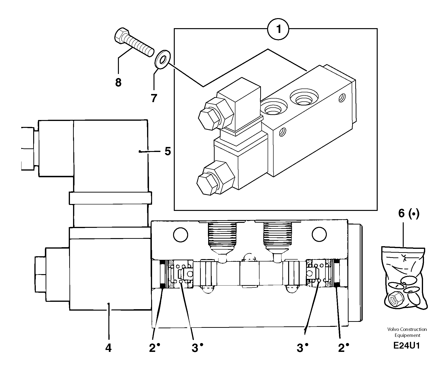 Схема запчастей Volvo EW70 - 12850 Electrovalve (quickfit ) EW70 TYPE 262