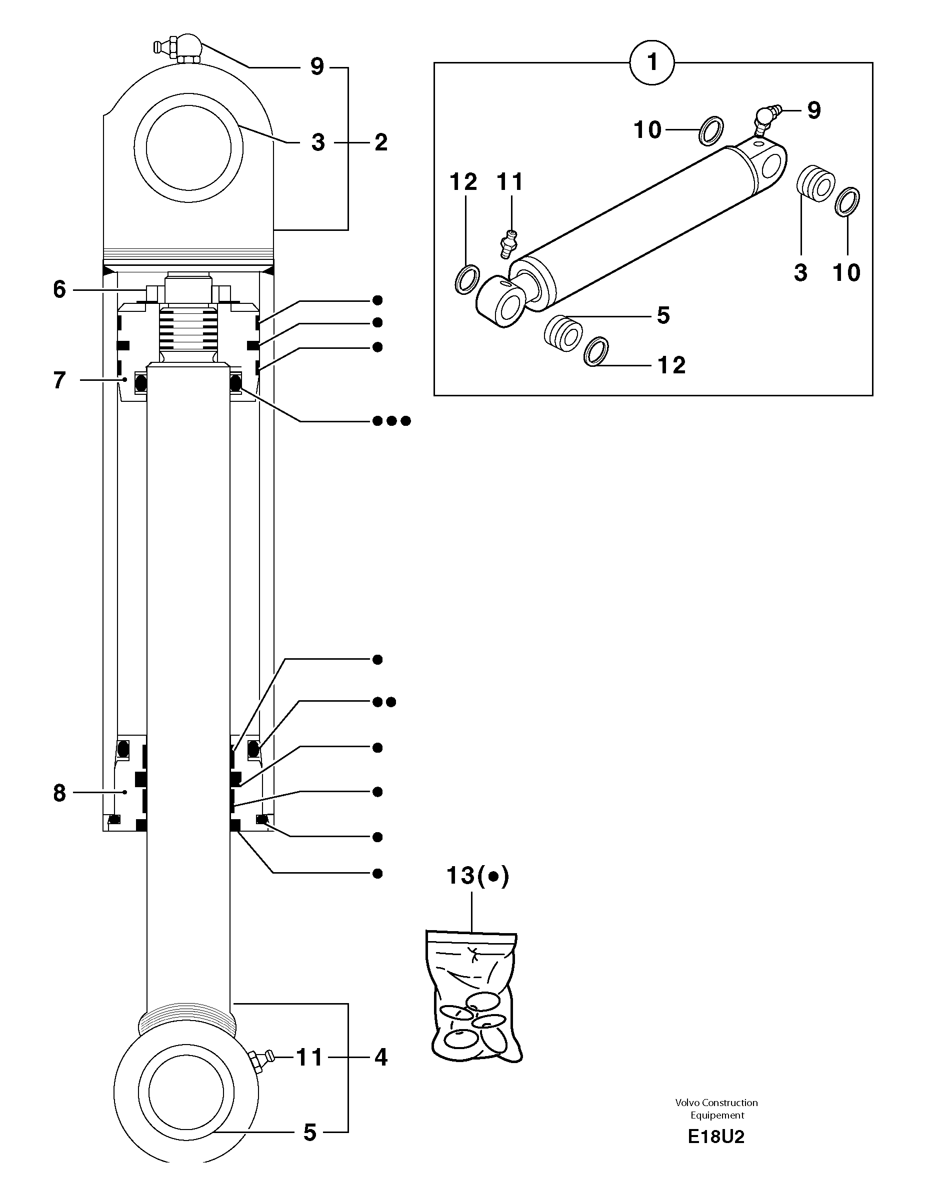 Схема запчастей Volvo EW70 - 18683 Intermediate boom cylinder EW70VV TYPE 262