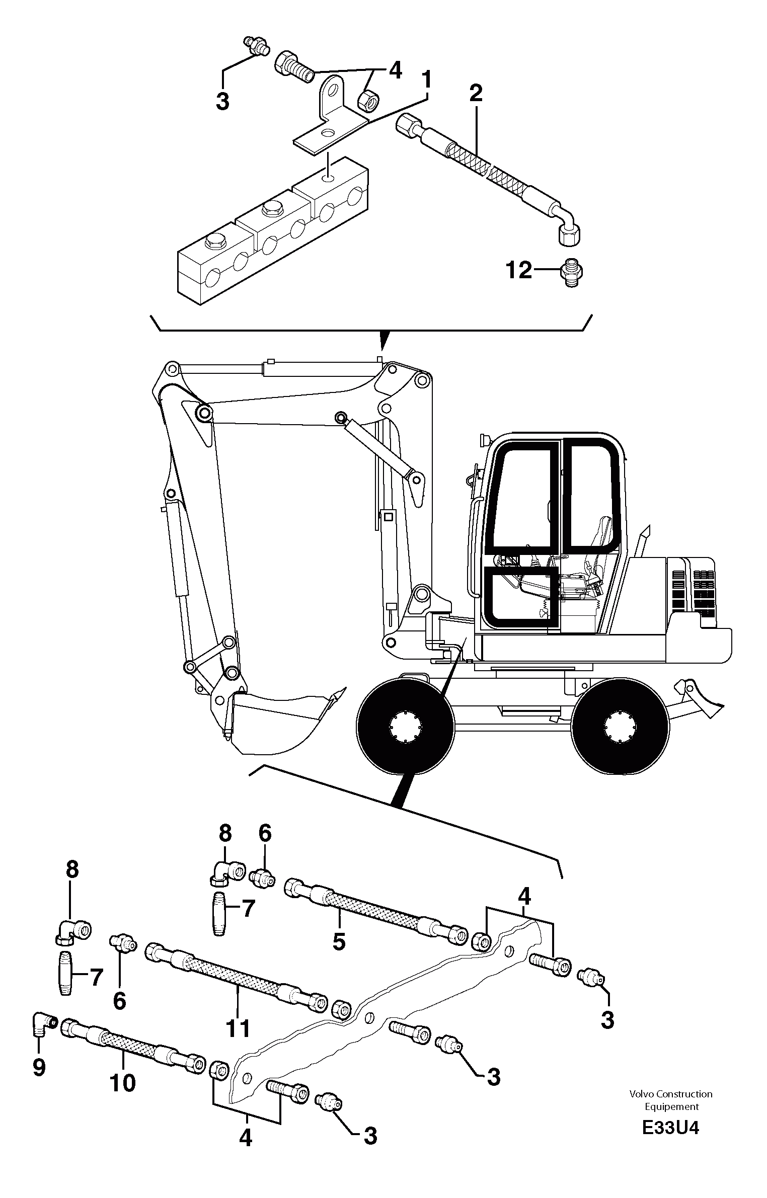 Схема запчастей Volvo EW70 - 93254 Lubrication chart EW70VV TYPE 262