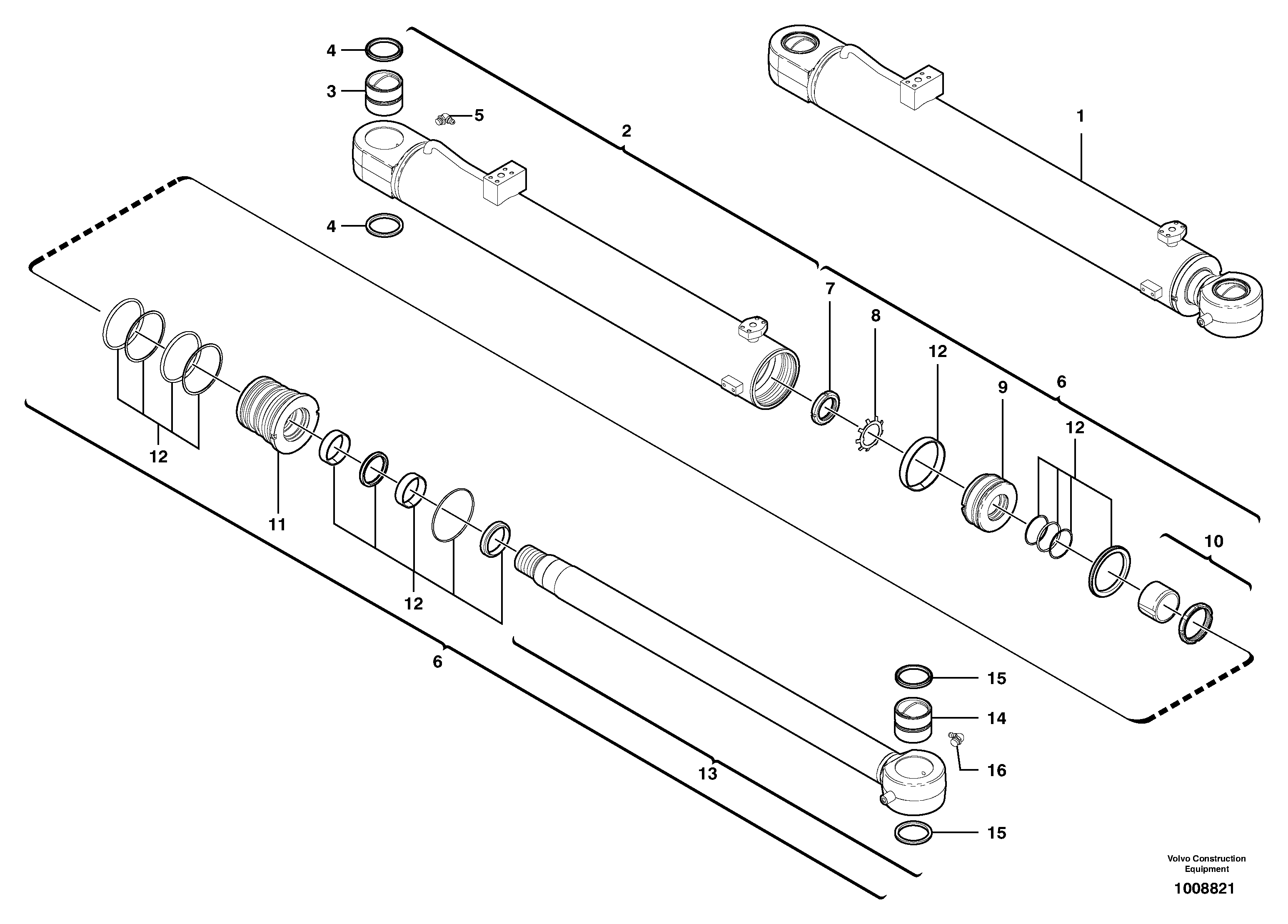 Схема запчастей Volvo EW70 - 13488 Гидроцилиндр стрелы EW70 TYPE 262