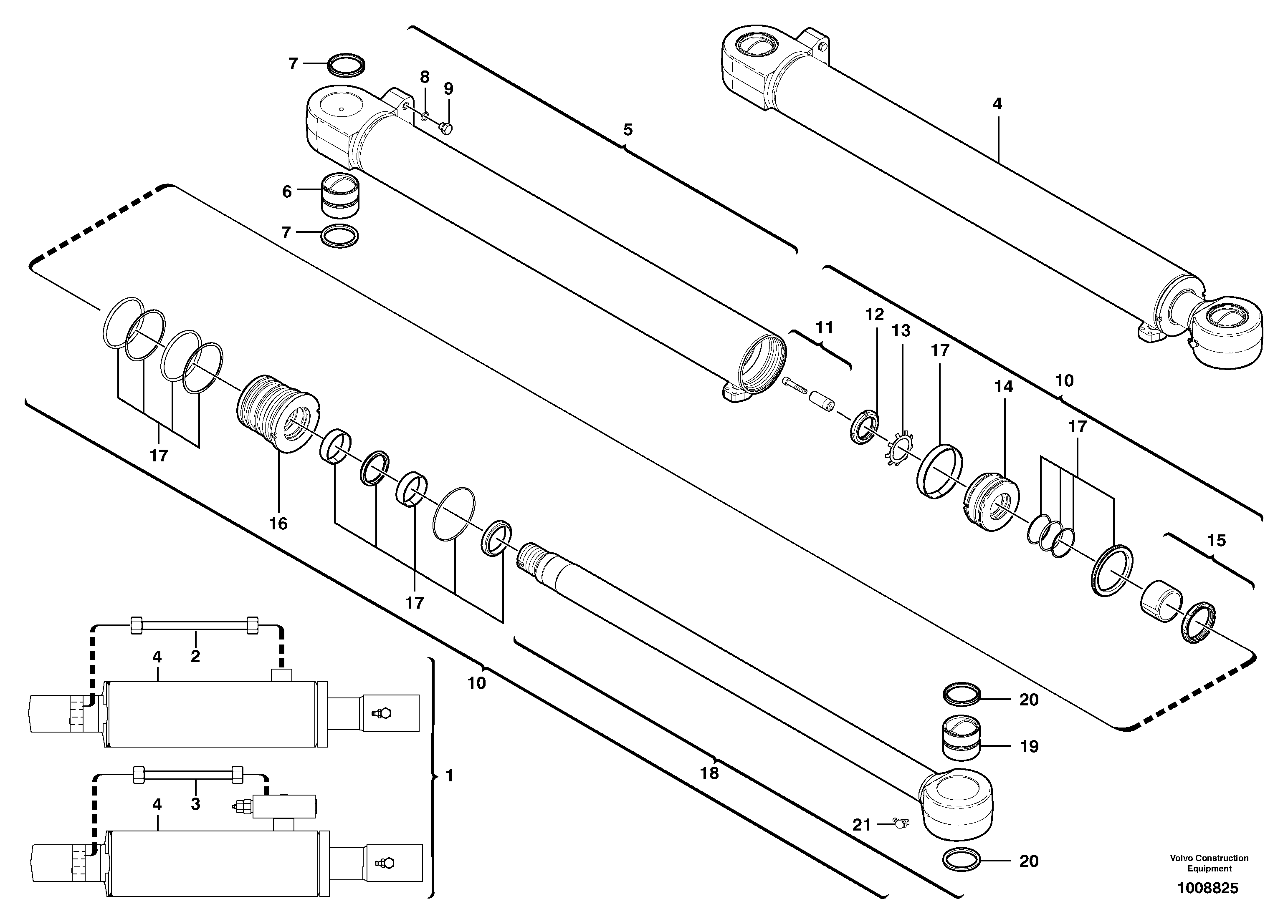Схема запчастей Volvo EW70 - 10747 Dipper arm cylinder EW70 TYPE 262