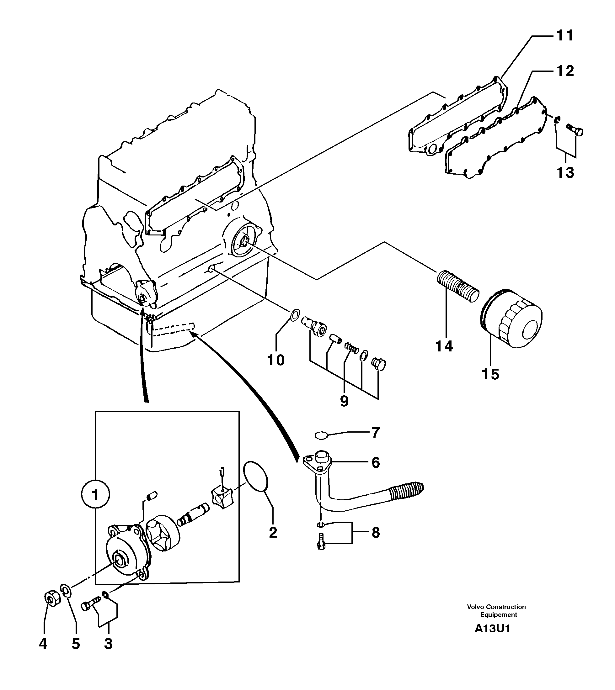 Схема запчастей Volvo EW70 - 3440 Oil pump and oil filter EW70 TYPE 262